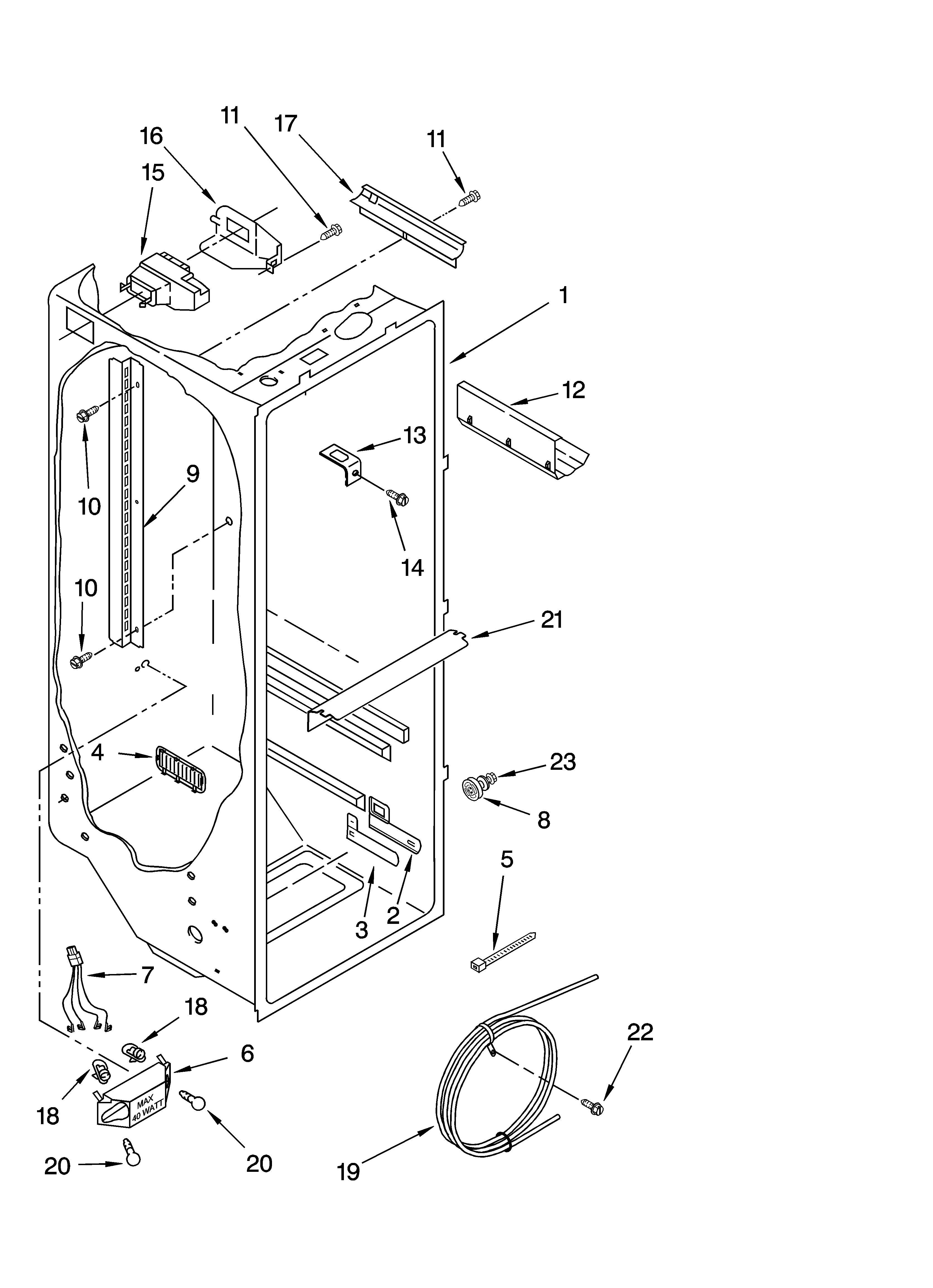 KitchenAid KSRX22FNWH01 refrigerator liner parts diagram