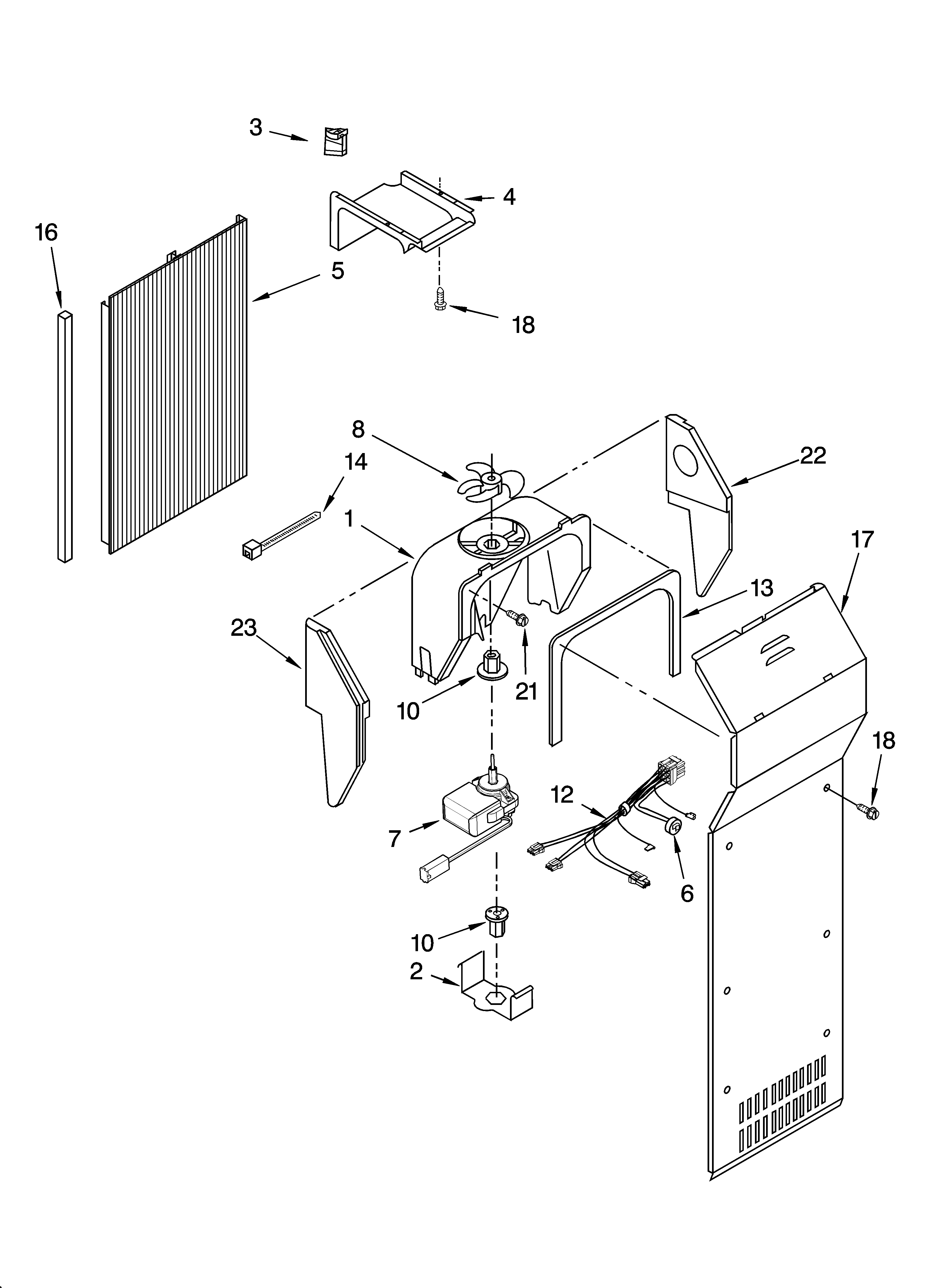 KitchenAid KSRX22FNWH01 air flow parts diagram