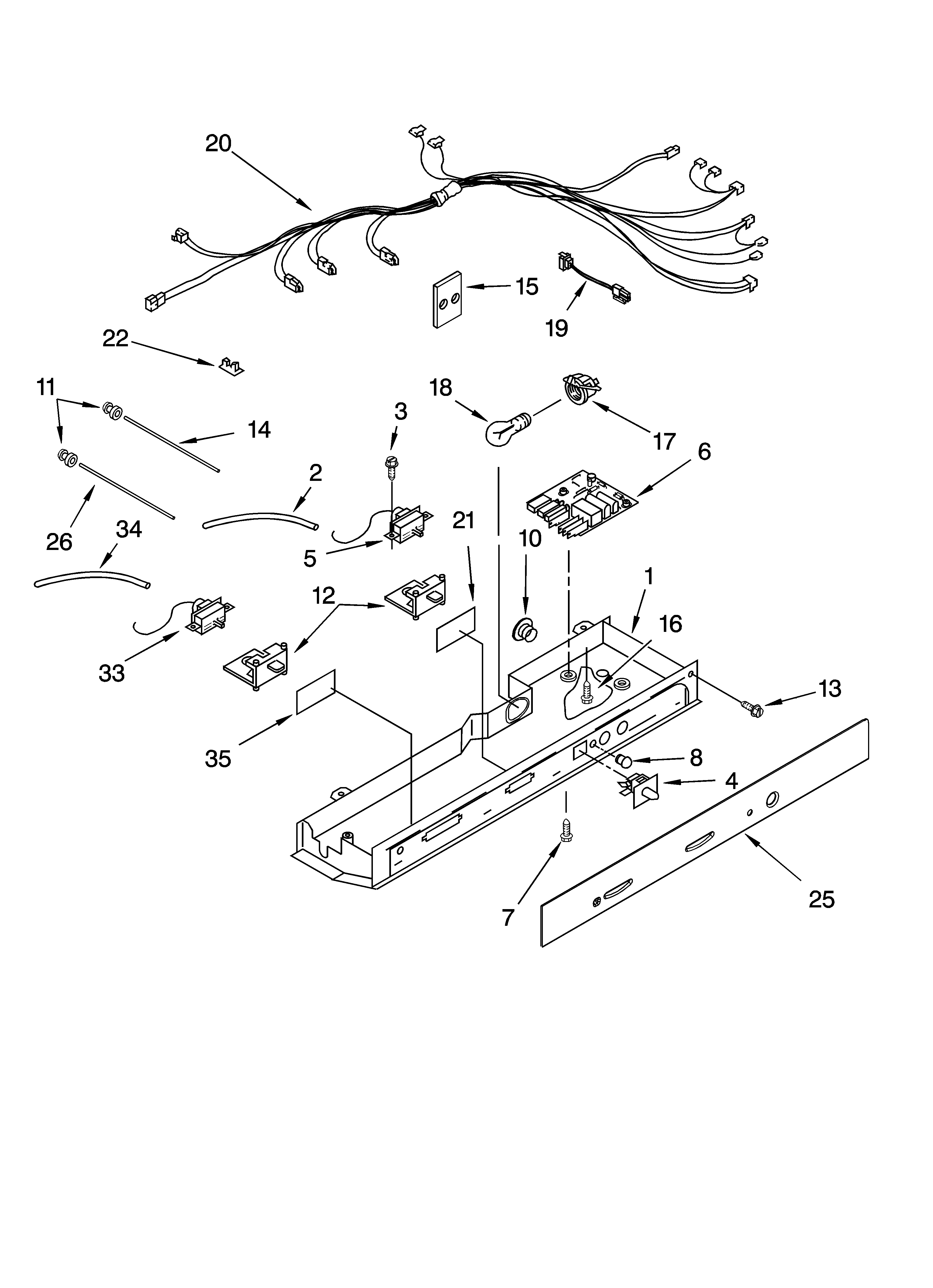 KitchenAid KSRX22FNWH01 control parts, parts not illustrated diagram