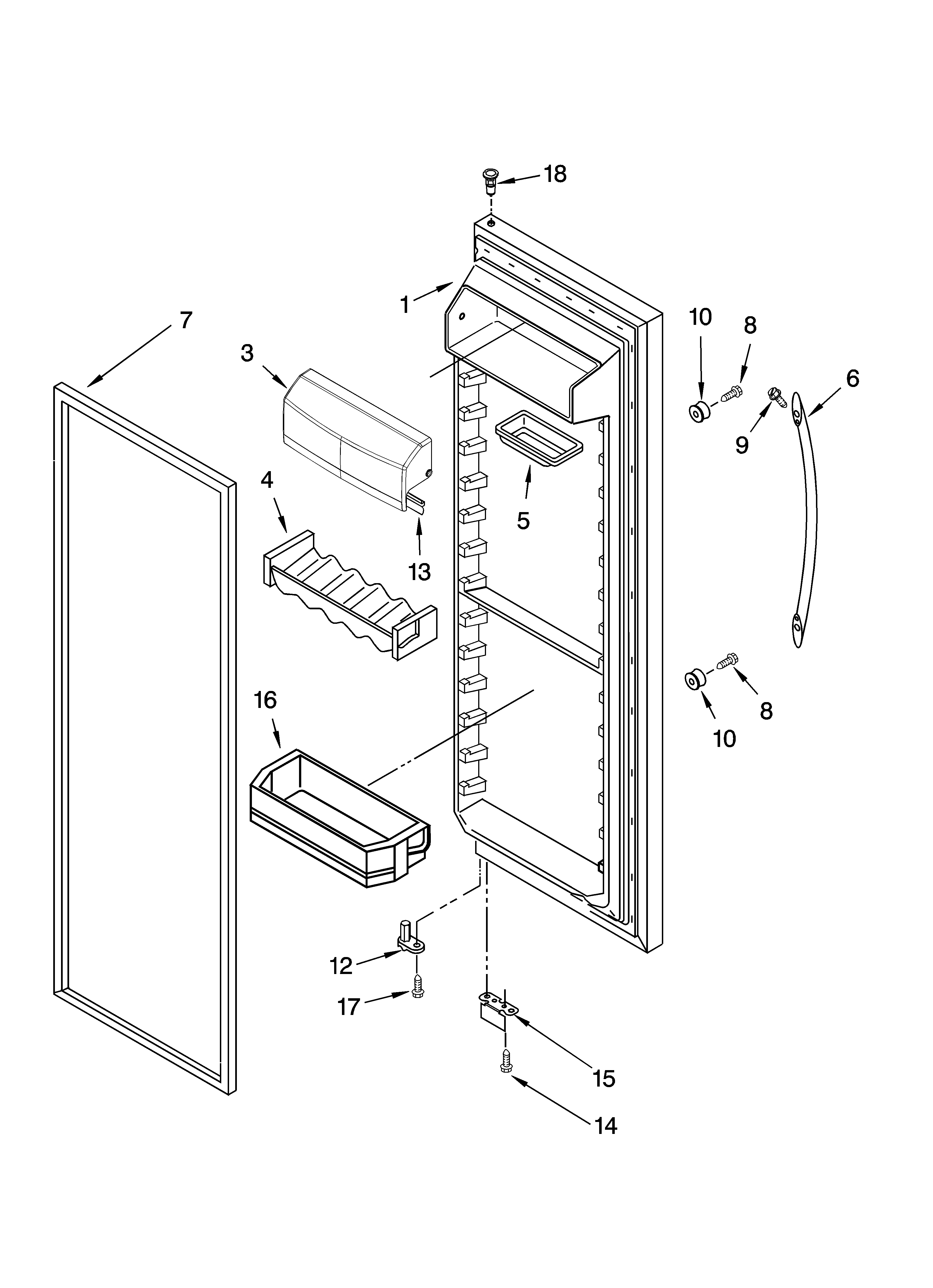 KitchenAid KSRX25FNWH01 refrigerator door parts diagram