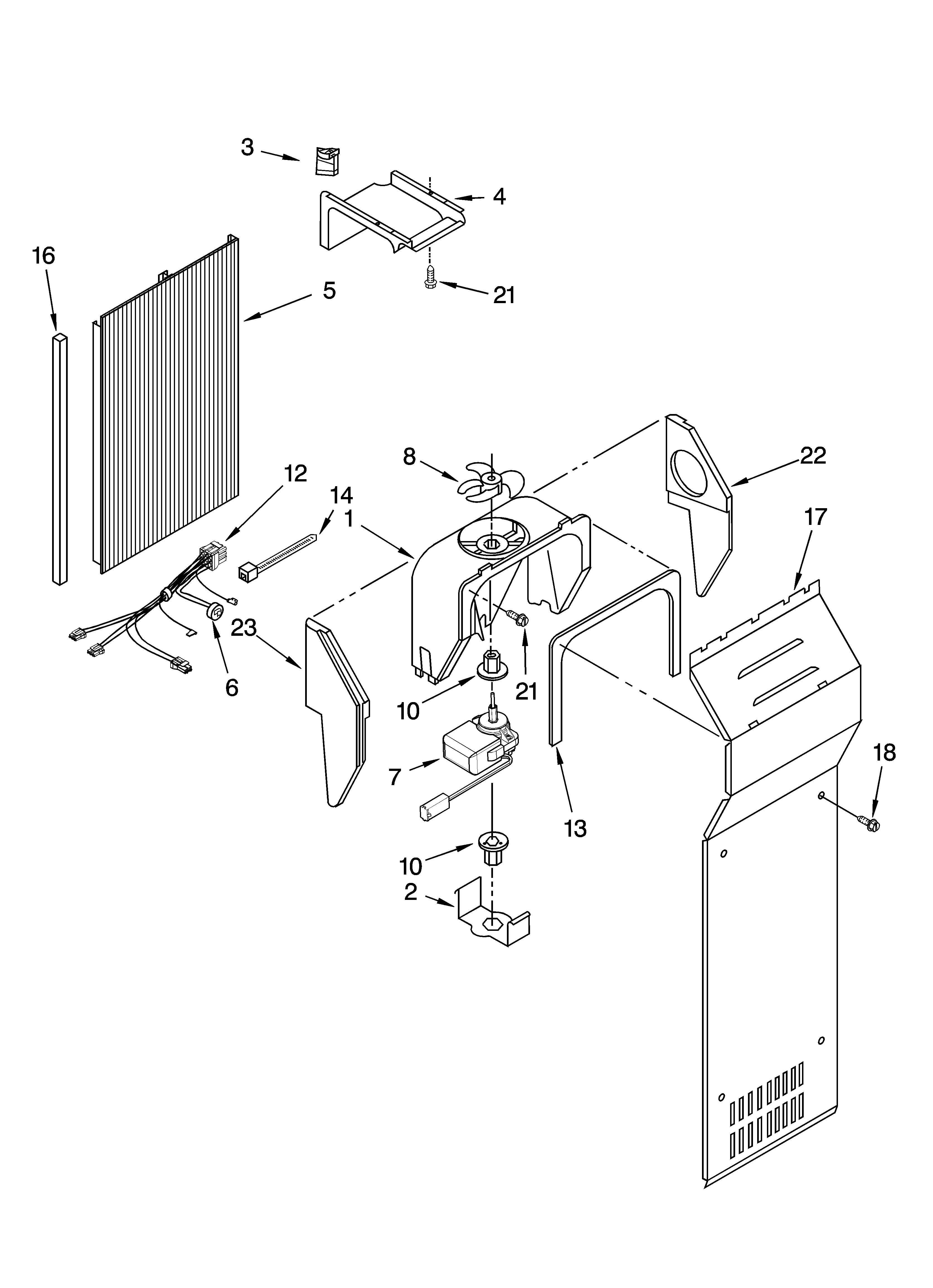 KitchenAid KSRX25FNWH01 air flow parts diagram