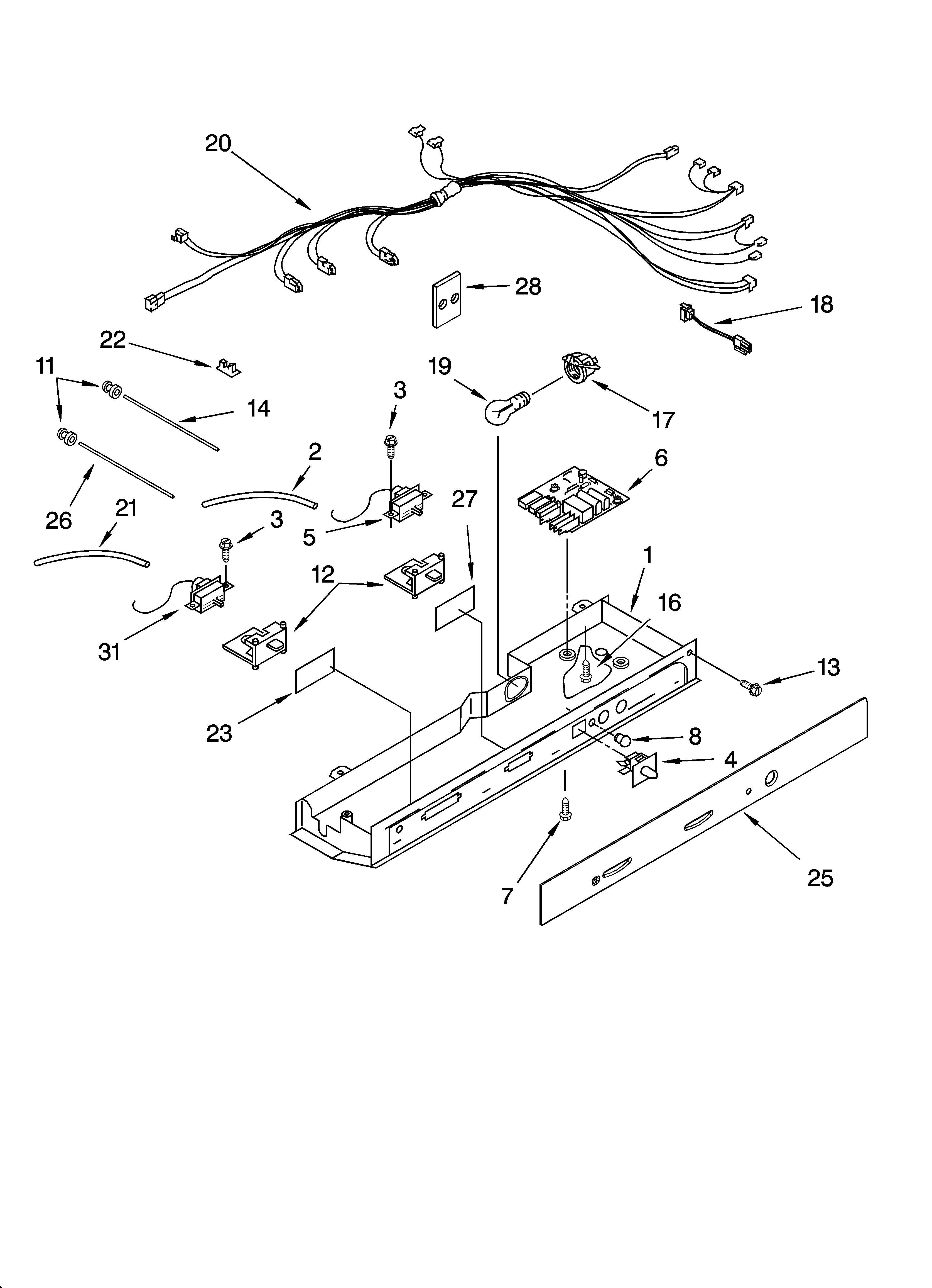 KitchenAid KSRX25FNWH01 control parts diagram