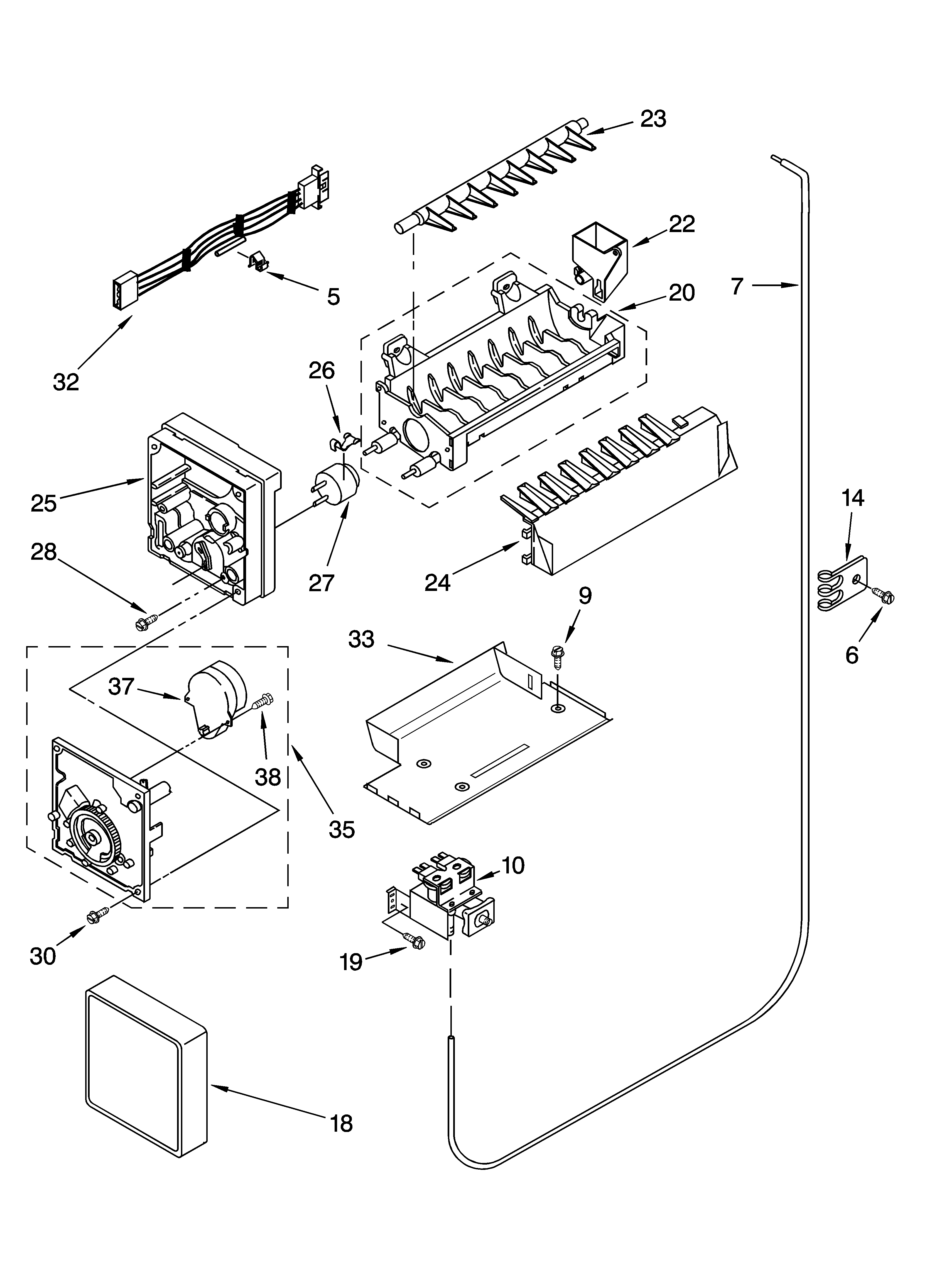 KitchenAid KSRX25FNWH01 icemaker parts, parts not illustrated diagram