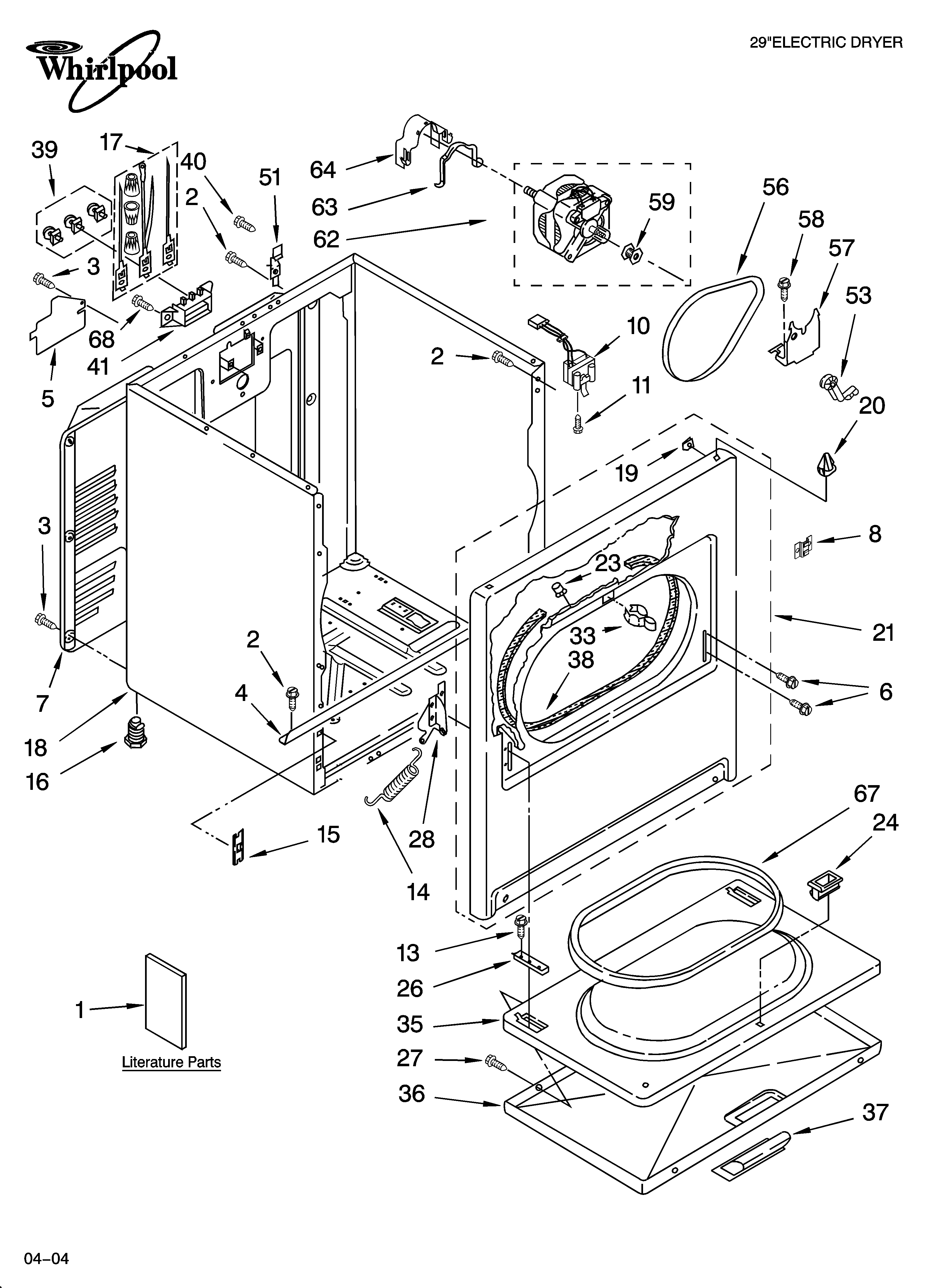 Whirlpool LEN2000PG0 cabinet parts diagram