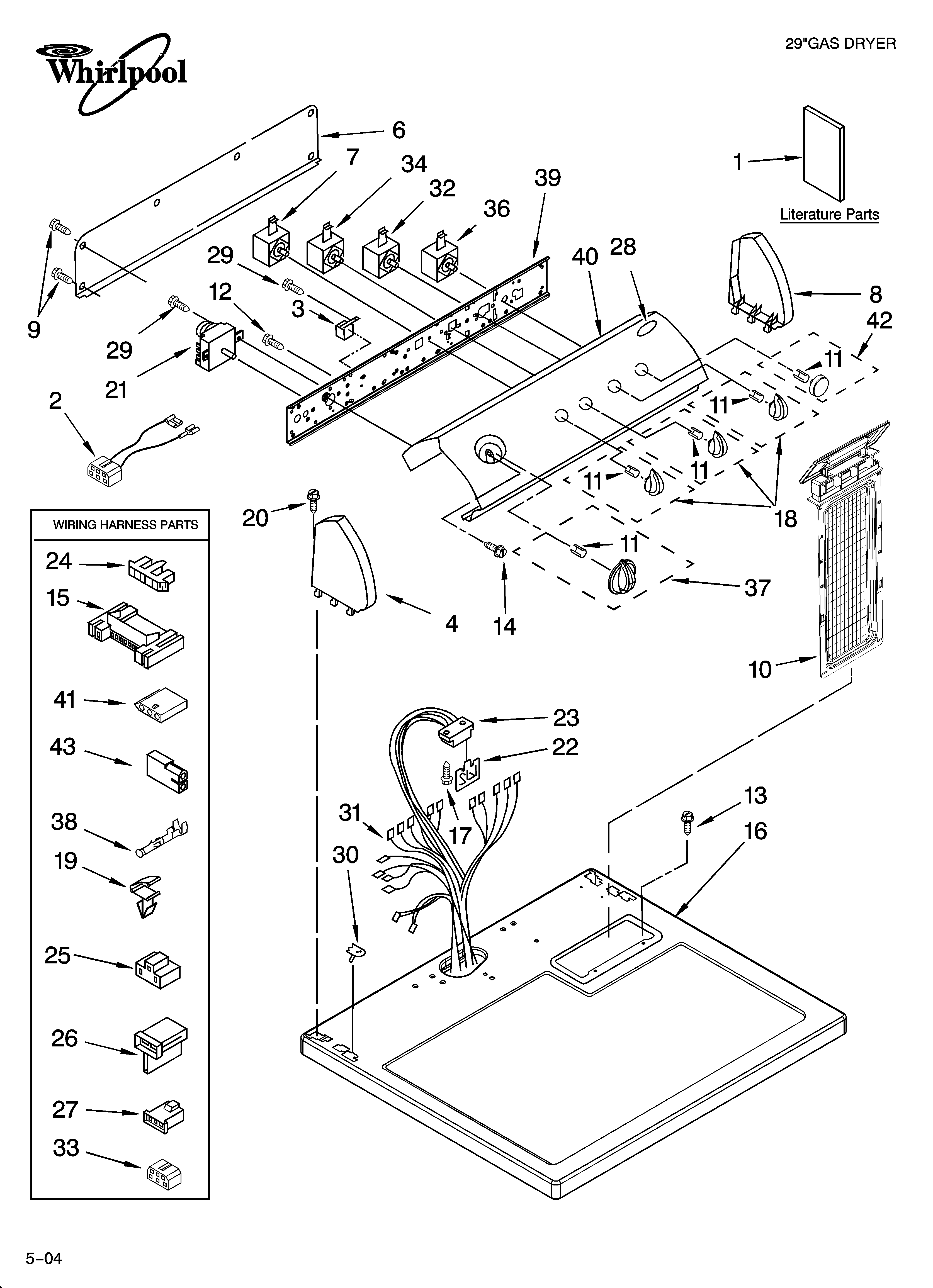 Whirlpool LGQ9857PW0 top and console parts optional parts (not included) diagram