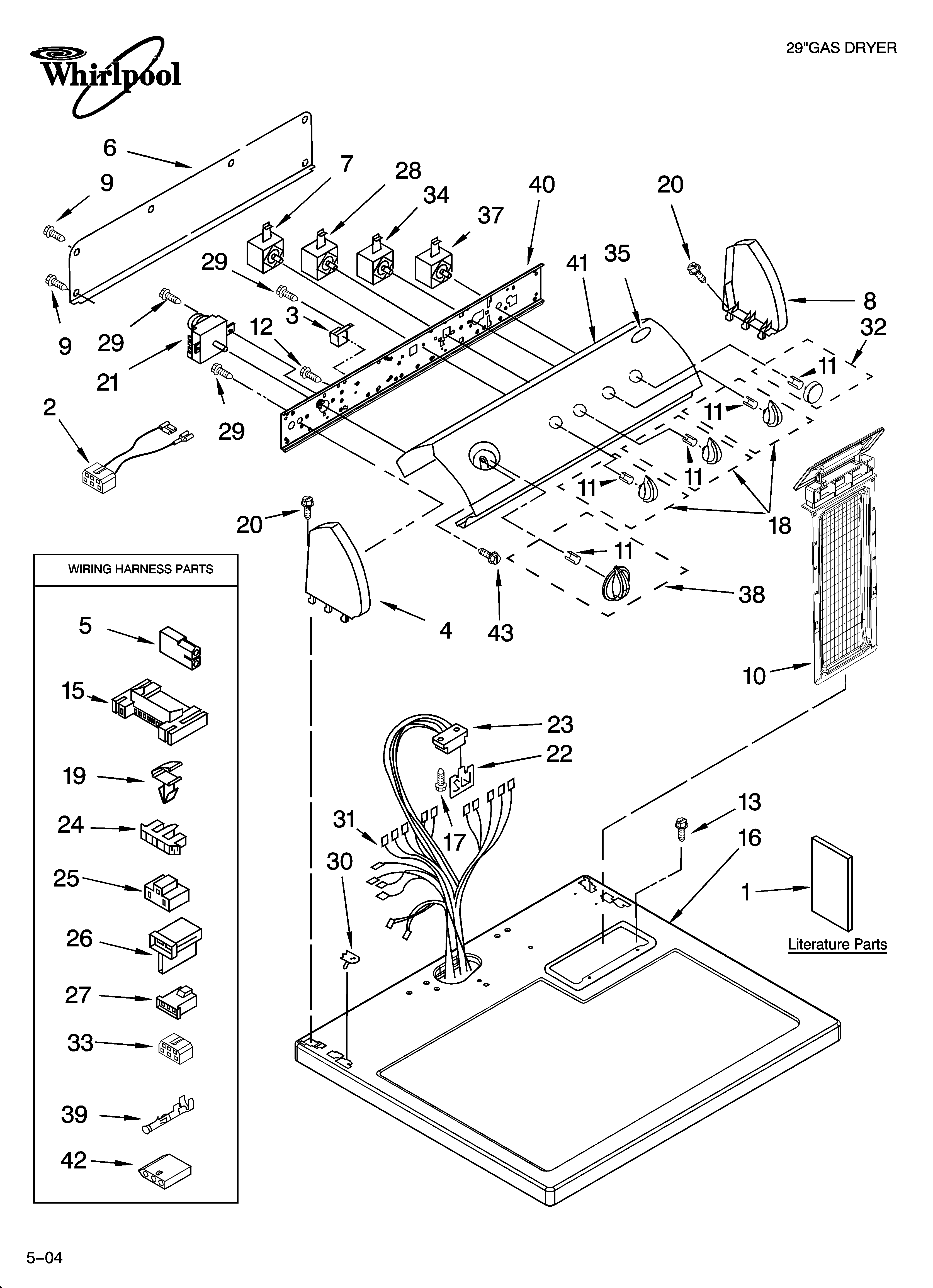 Whirlpool LGQ9858PW0 top and console parts diagram
