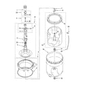 Whirlpool LSN1000PQ0 agitator, basket and tub parts diagram