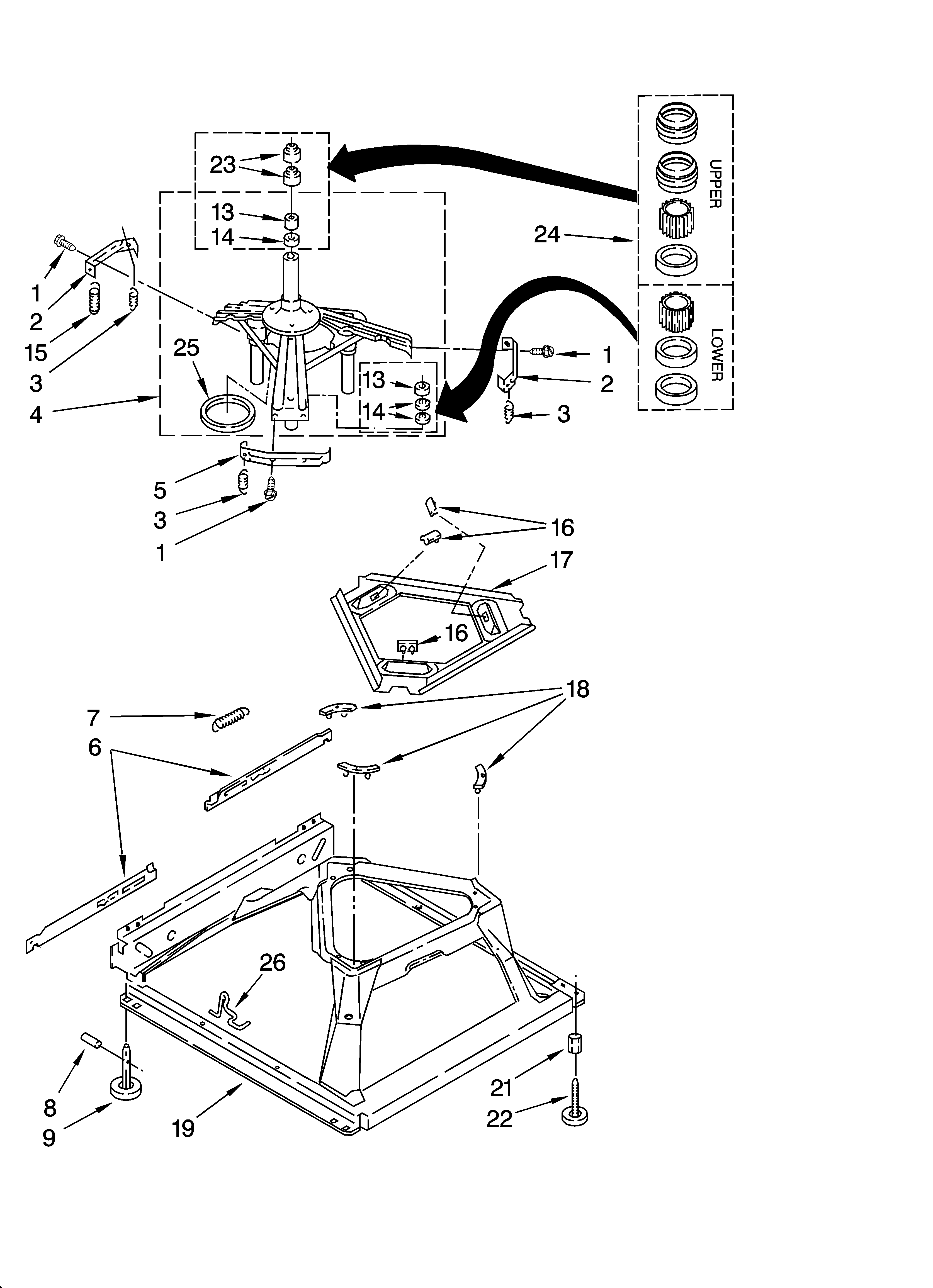 Roper RAX4232PQ0 machine base parts diagram