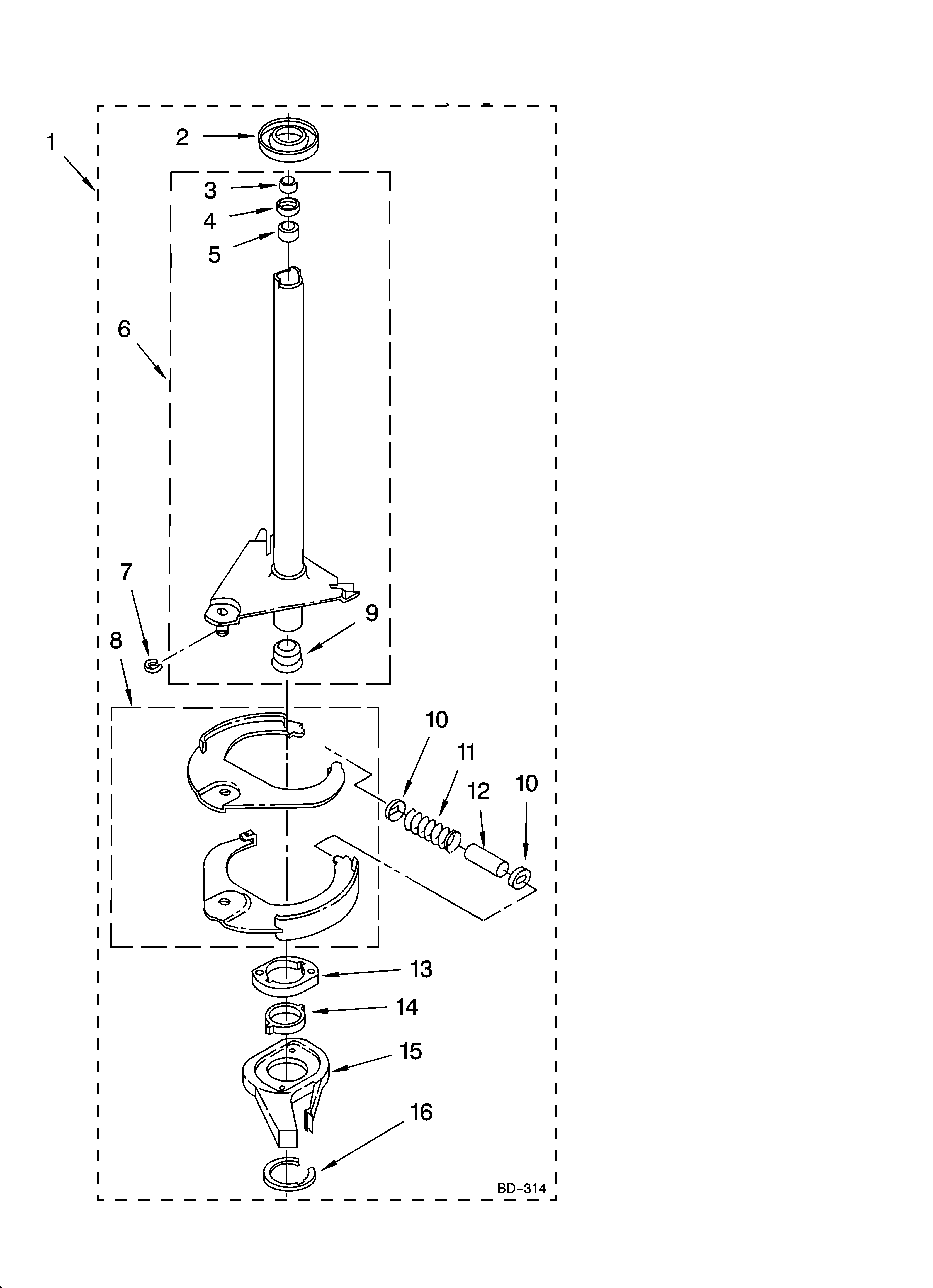 Roper RAX4232PQ0 brake and drive tube parts diagram