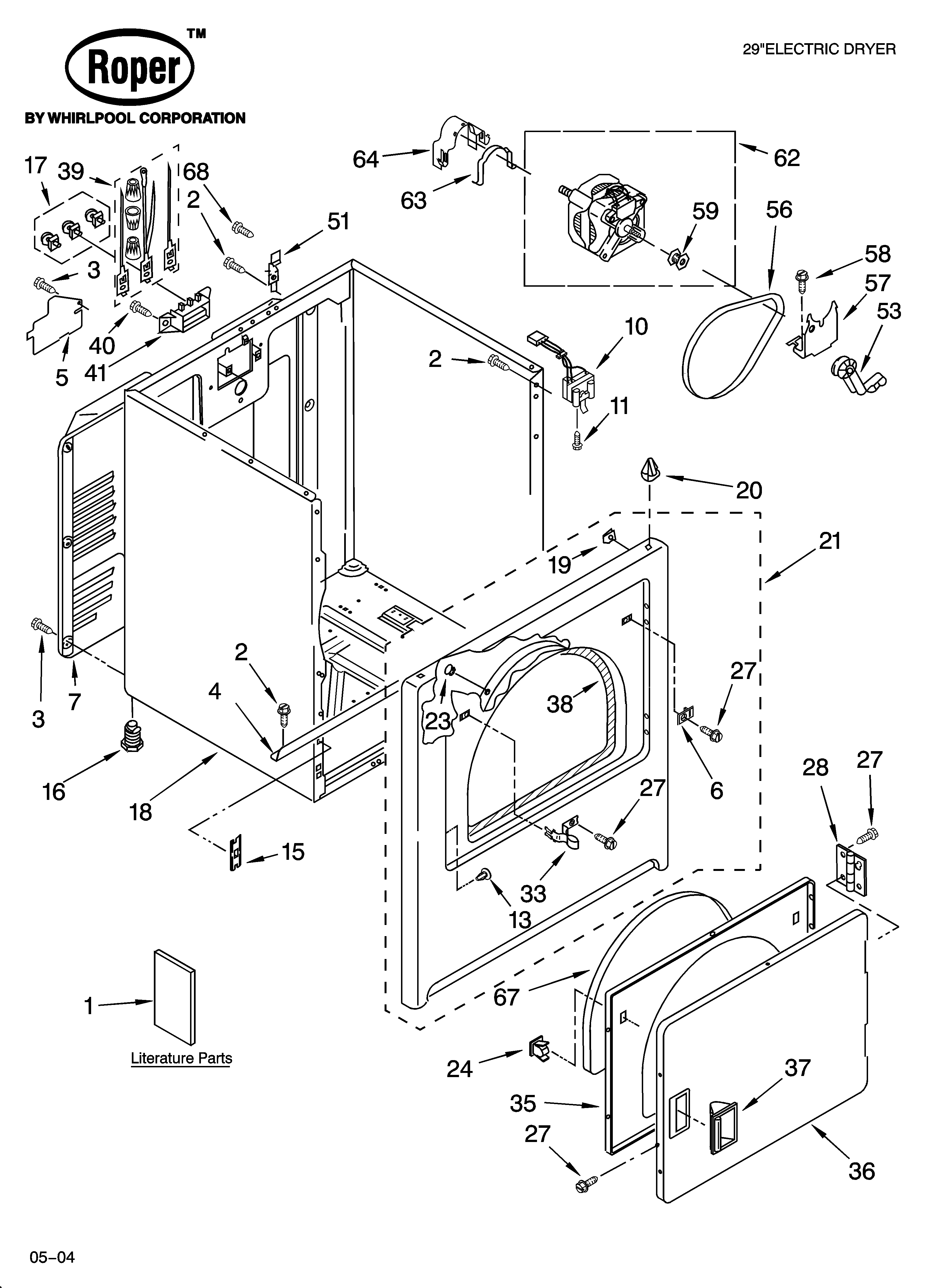 Roper RES7745PQ0 cabinet parts diagram