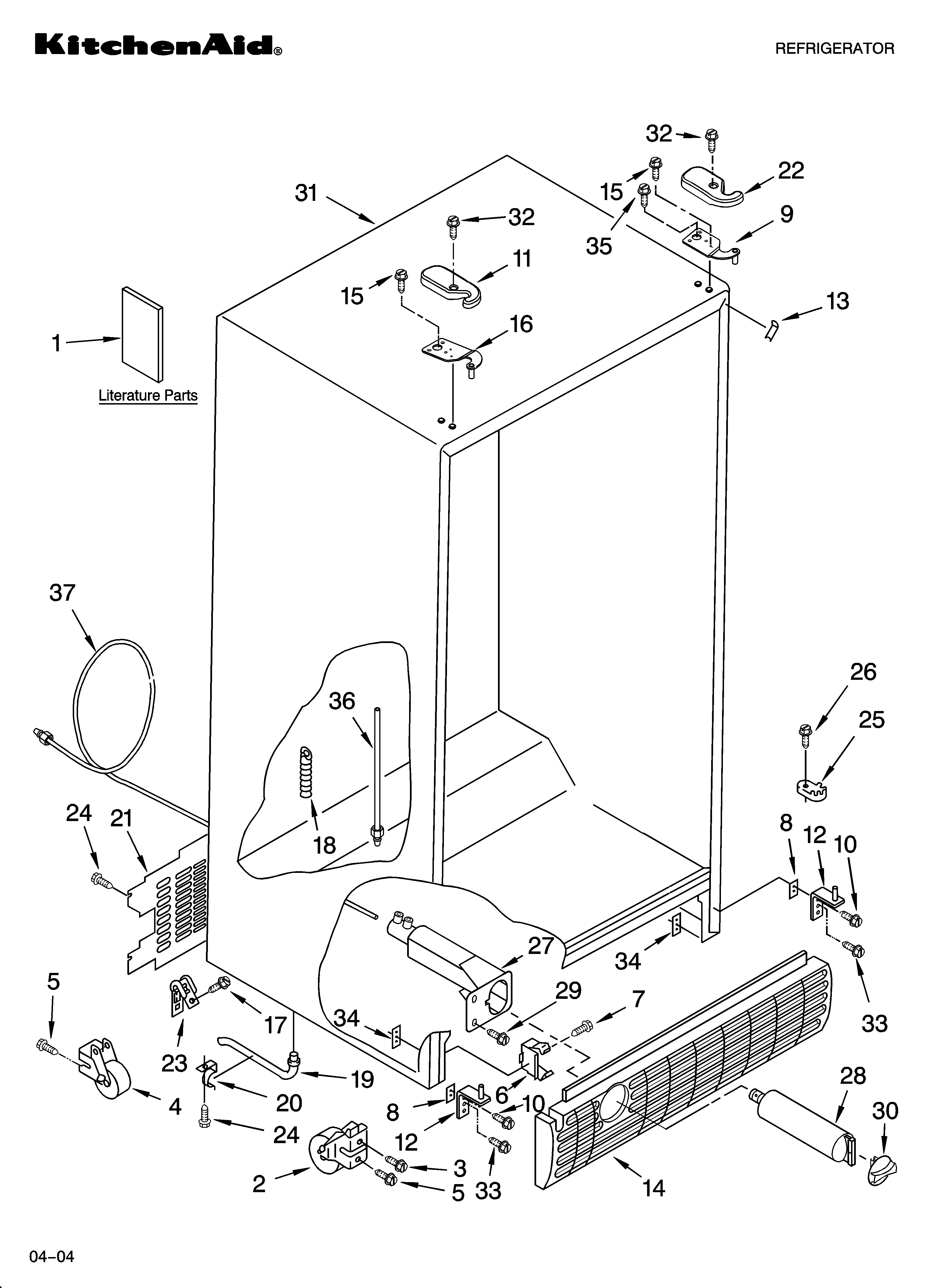 KitchenAid KSRS25PNBL00 cabinet parts diagram