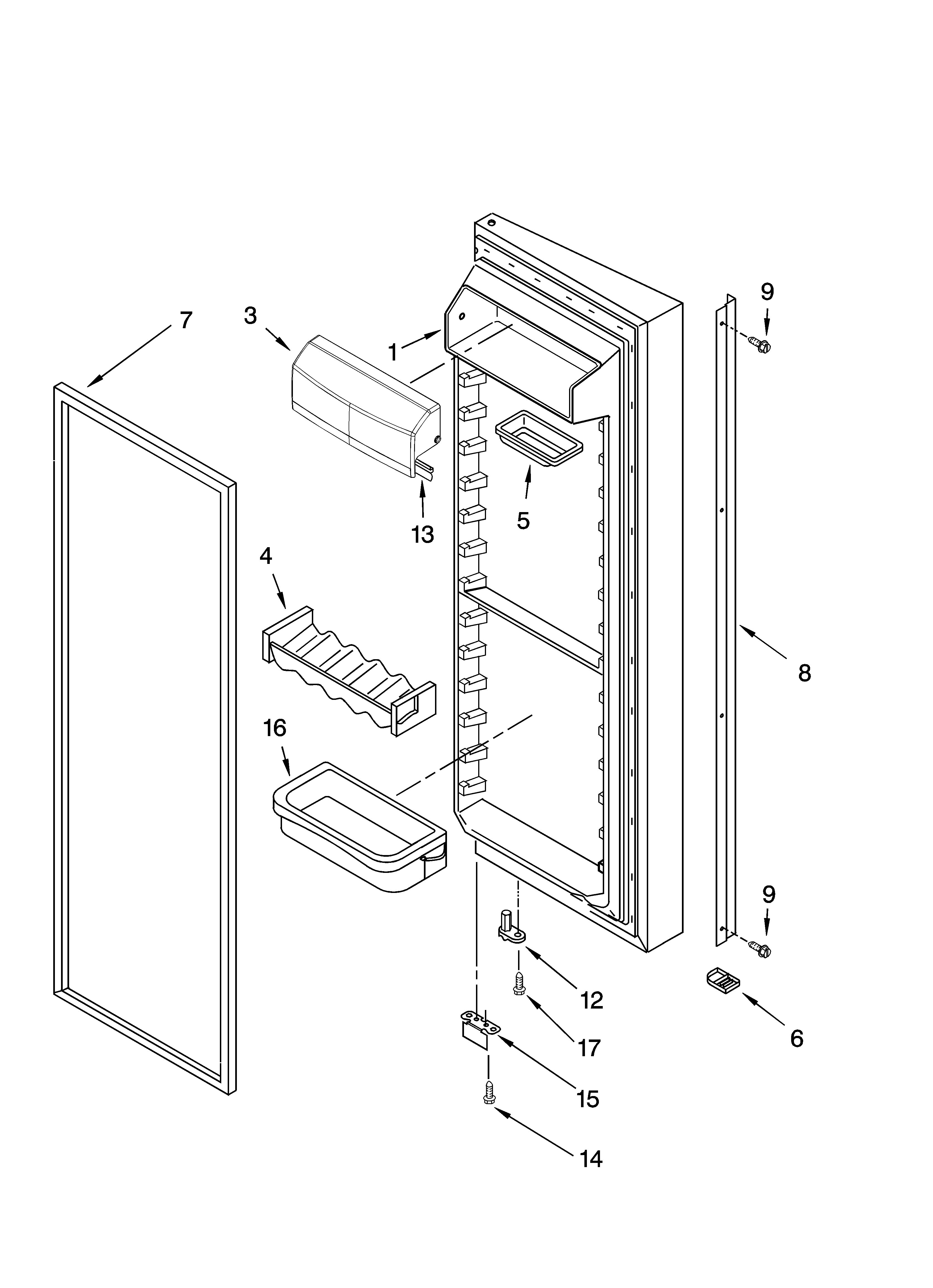 KitchenAid KSRS25PNBL00 refrigerator door parts diagram