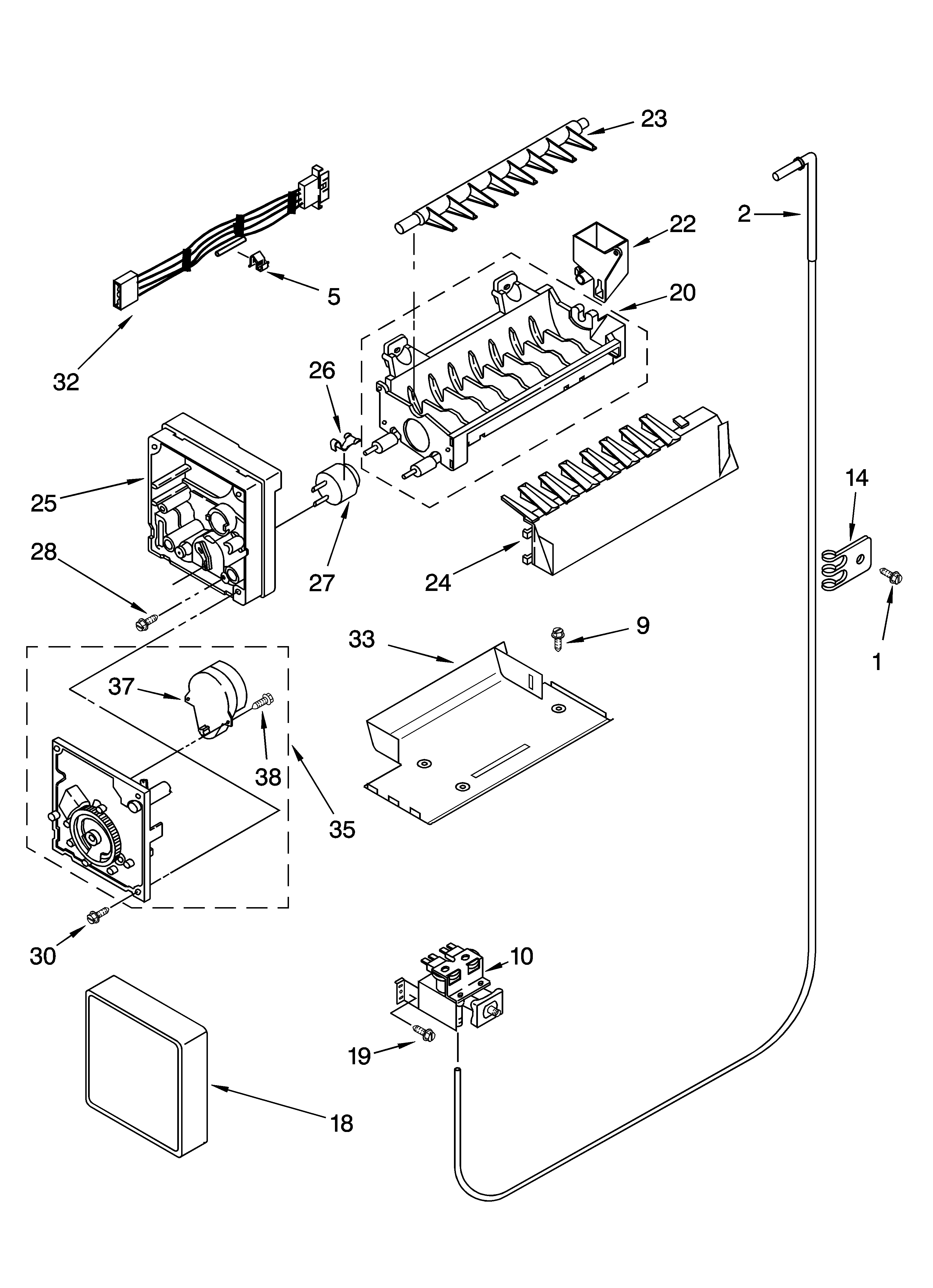 KitchenAid KSRS25PNBL00 icemaker parts, parts not illustrated diagram