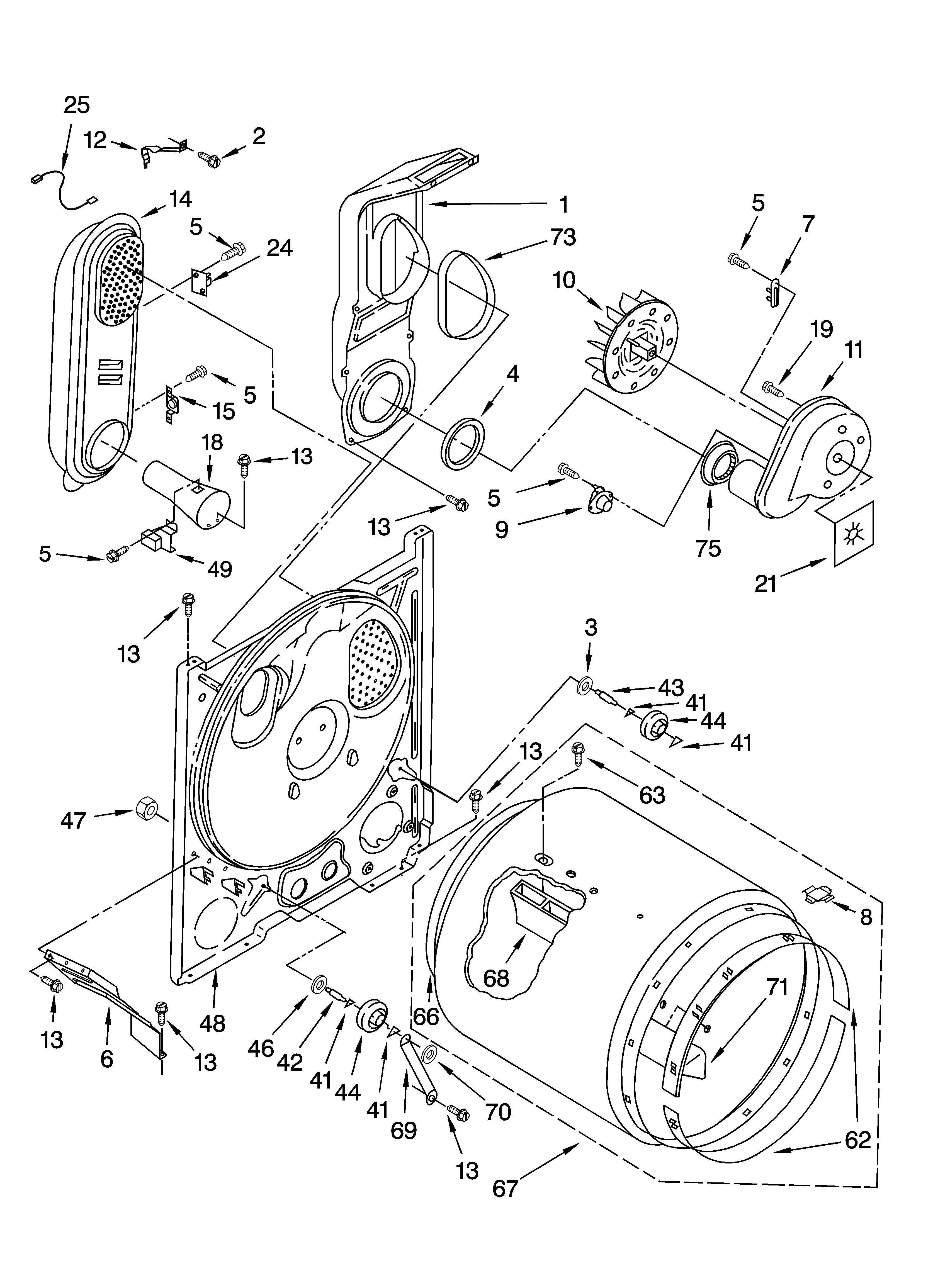 Whirlpool LGR5636PQ0 bulkhead parts diagram