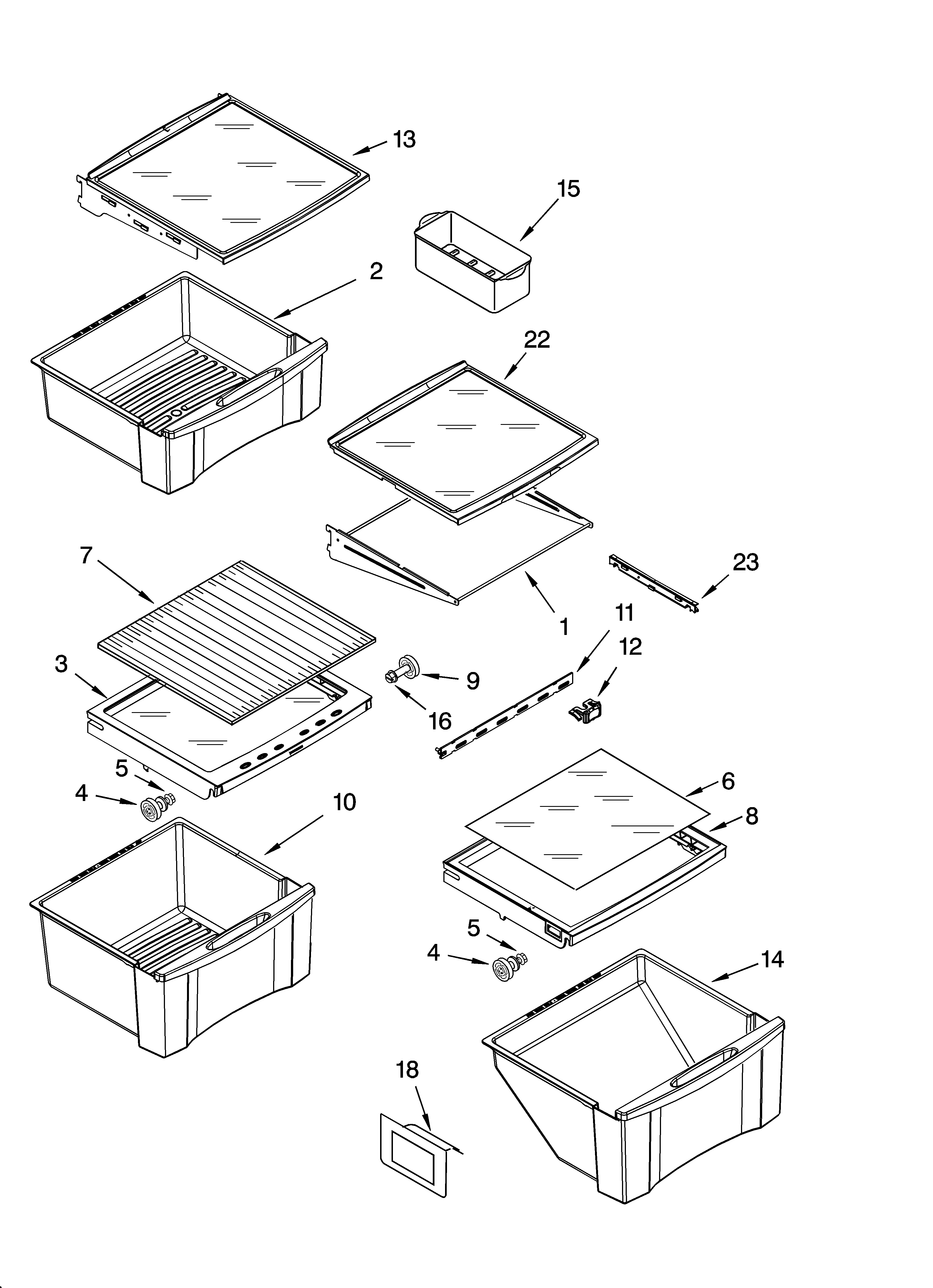 Whirlpool GD5NHAXMT00 refrigerator shelf parts diagram