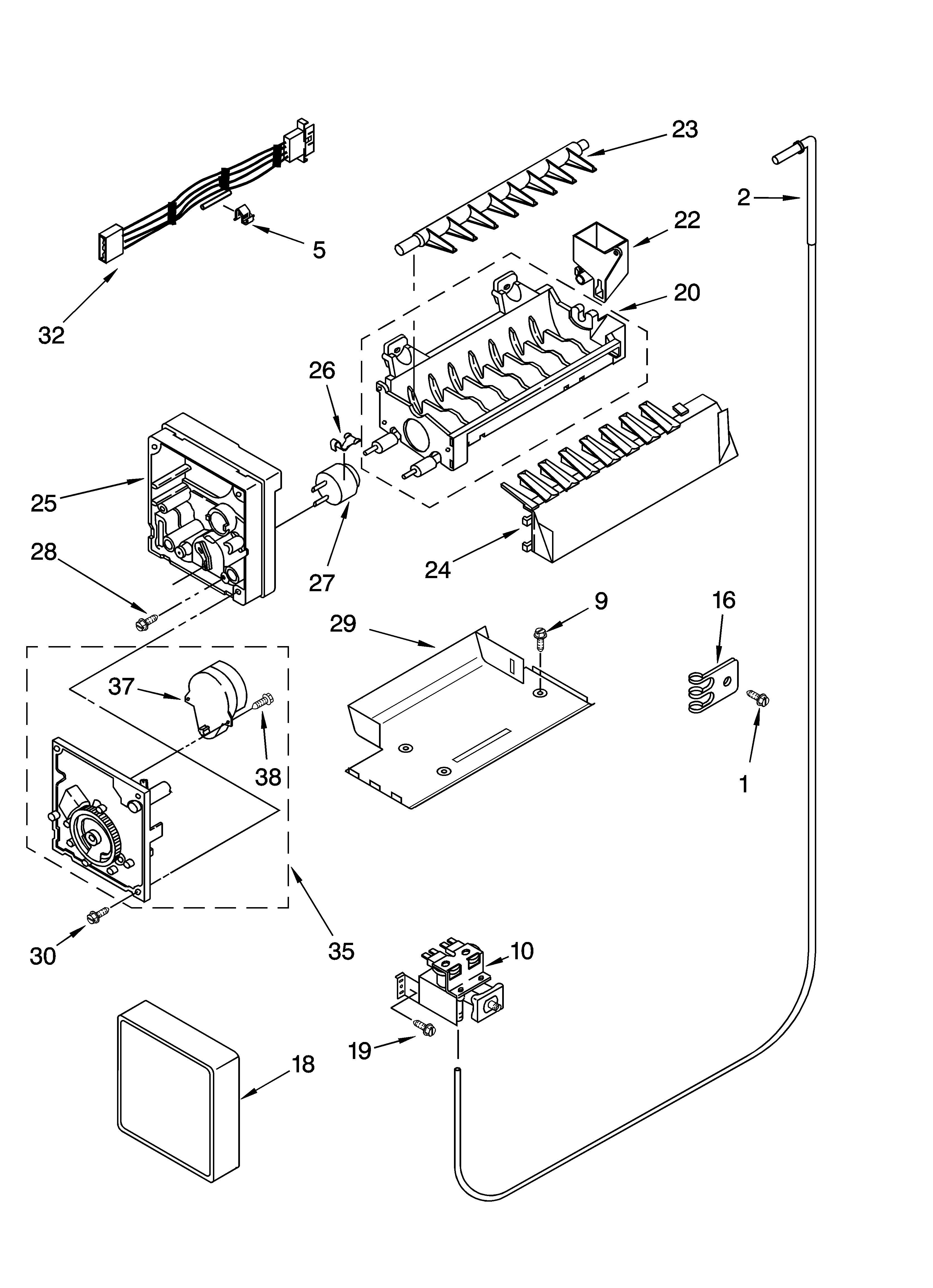Whirlpool GD5NHAXMT00 icemaker parts, parts not illustrated diagram