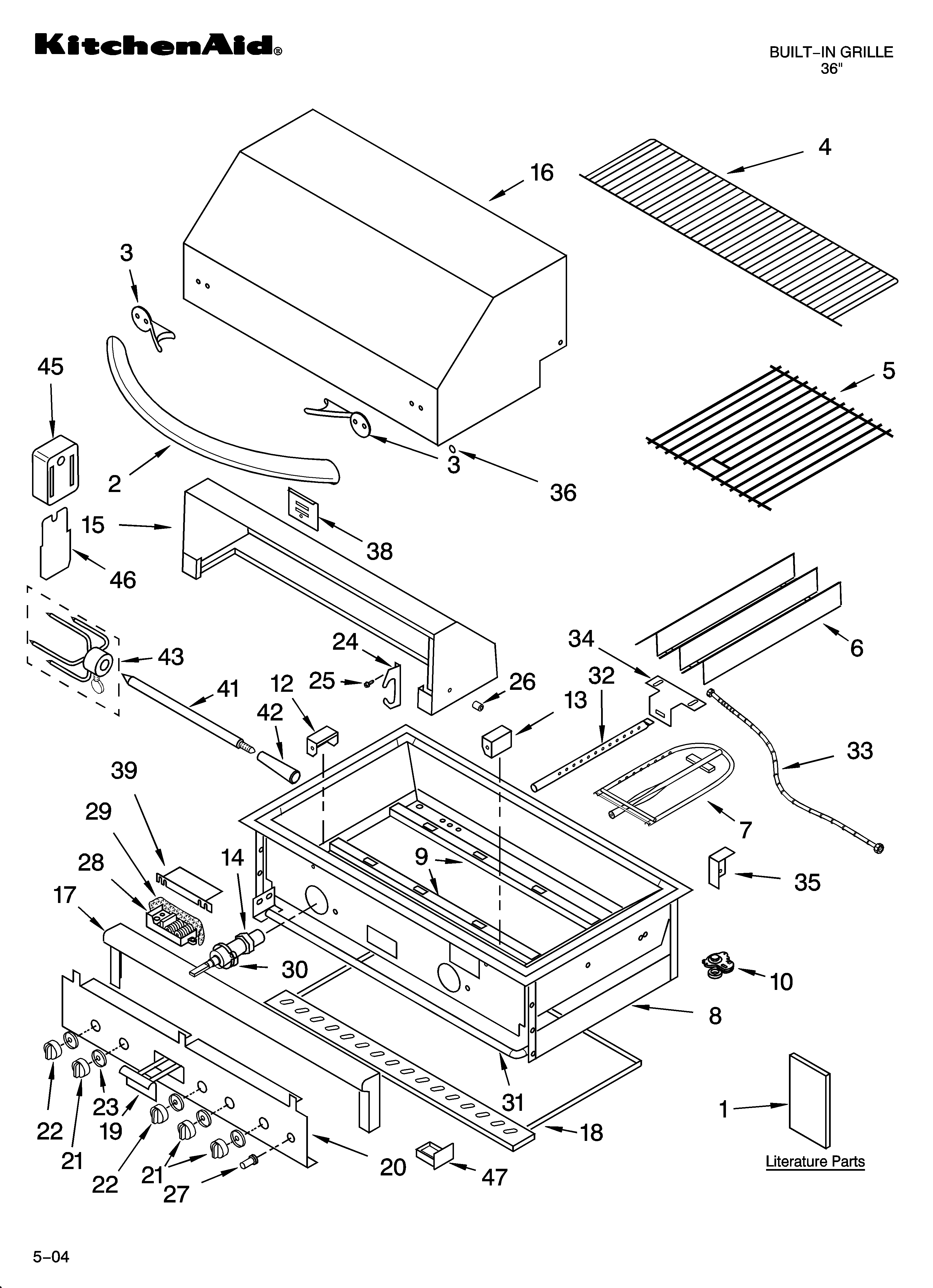 KitchenAid KBGS364PSS0 grille parts diagram