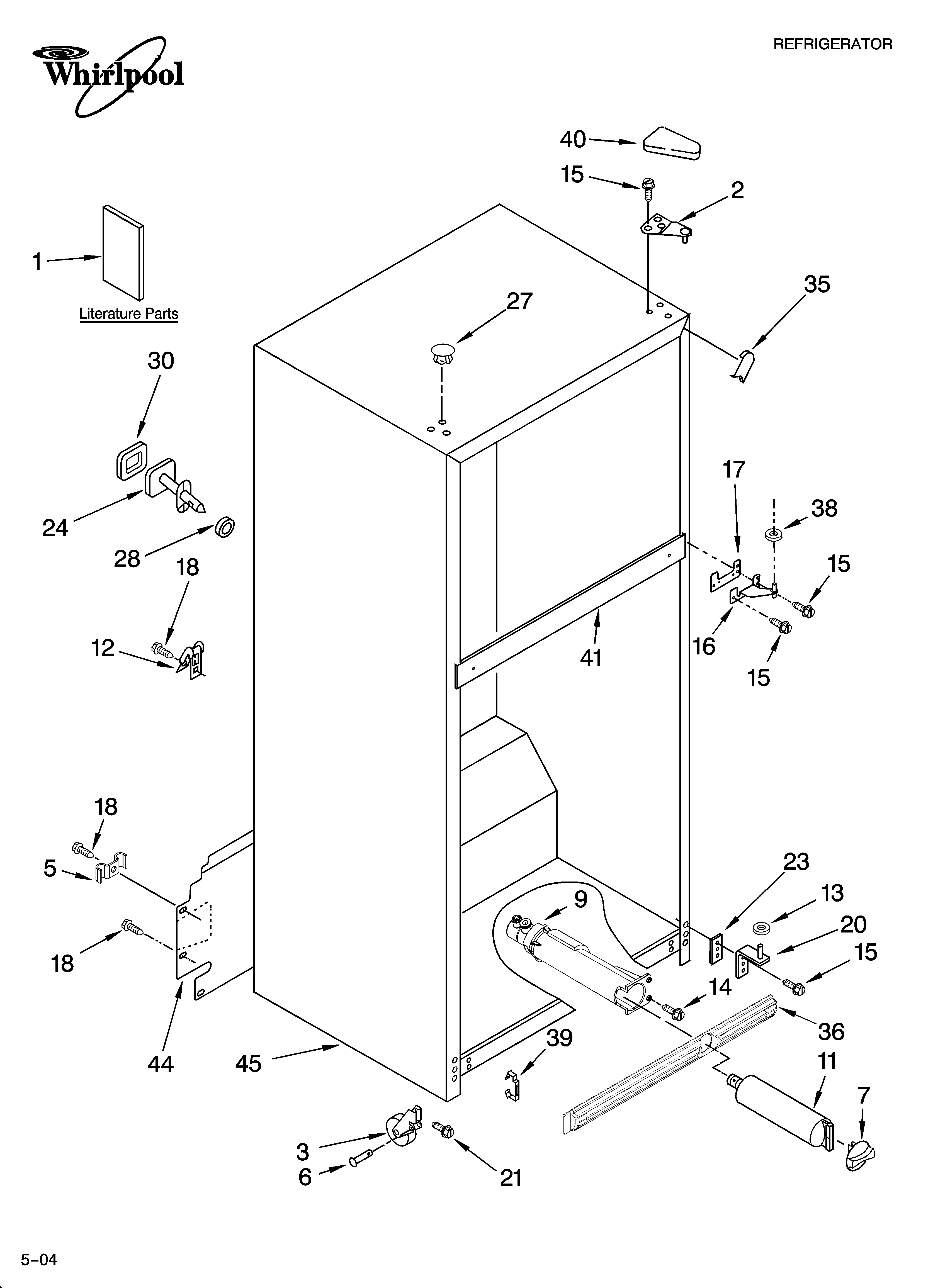 Whirlpool ET9FHTXMT01 cabinet parts diagram