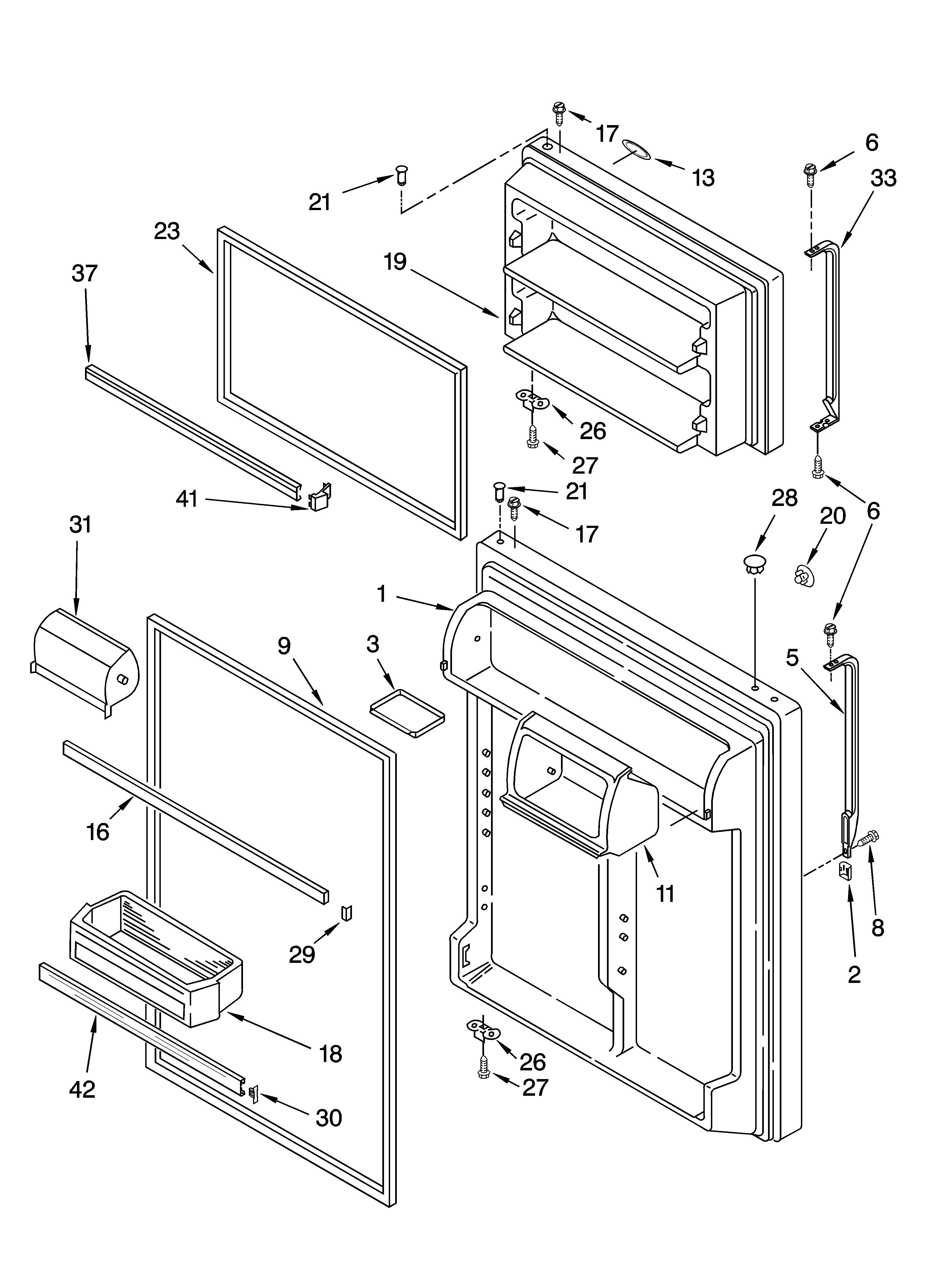 Whirlpool ET9FHTXMT01 door parts diagram