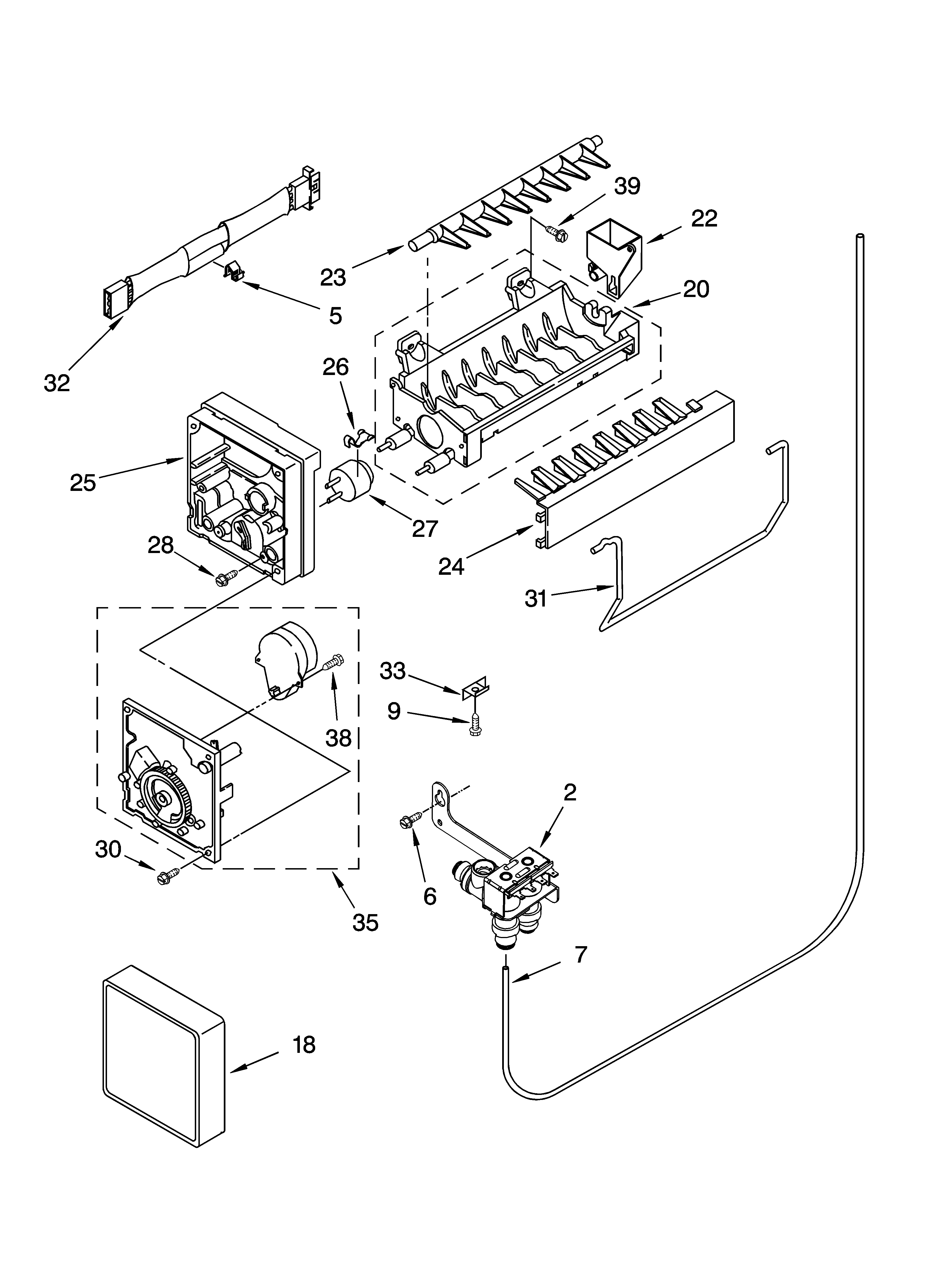 Whirlpool ET9FHTXMT01 icemaker parts diagram