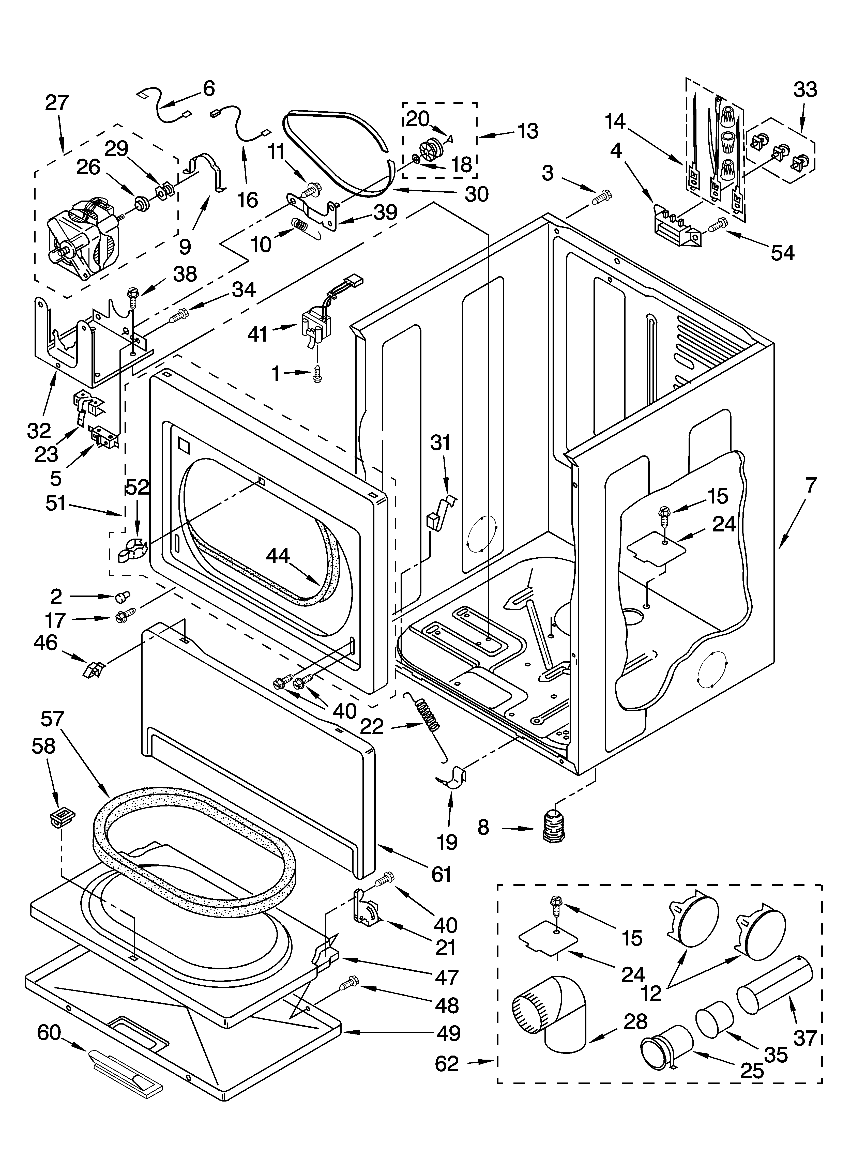 Whirlpool GEQ9800PW0 cabinet parts diagram