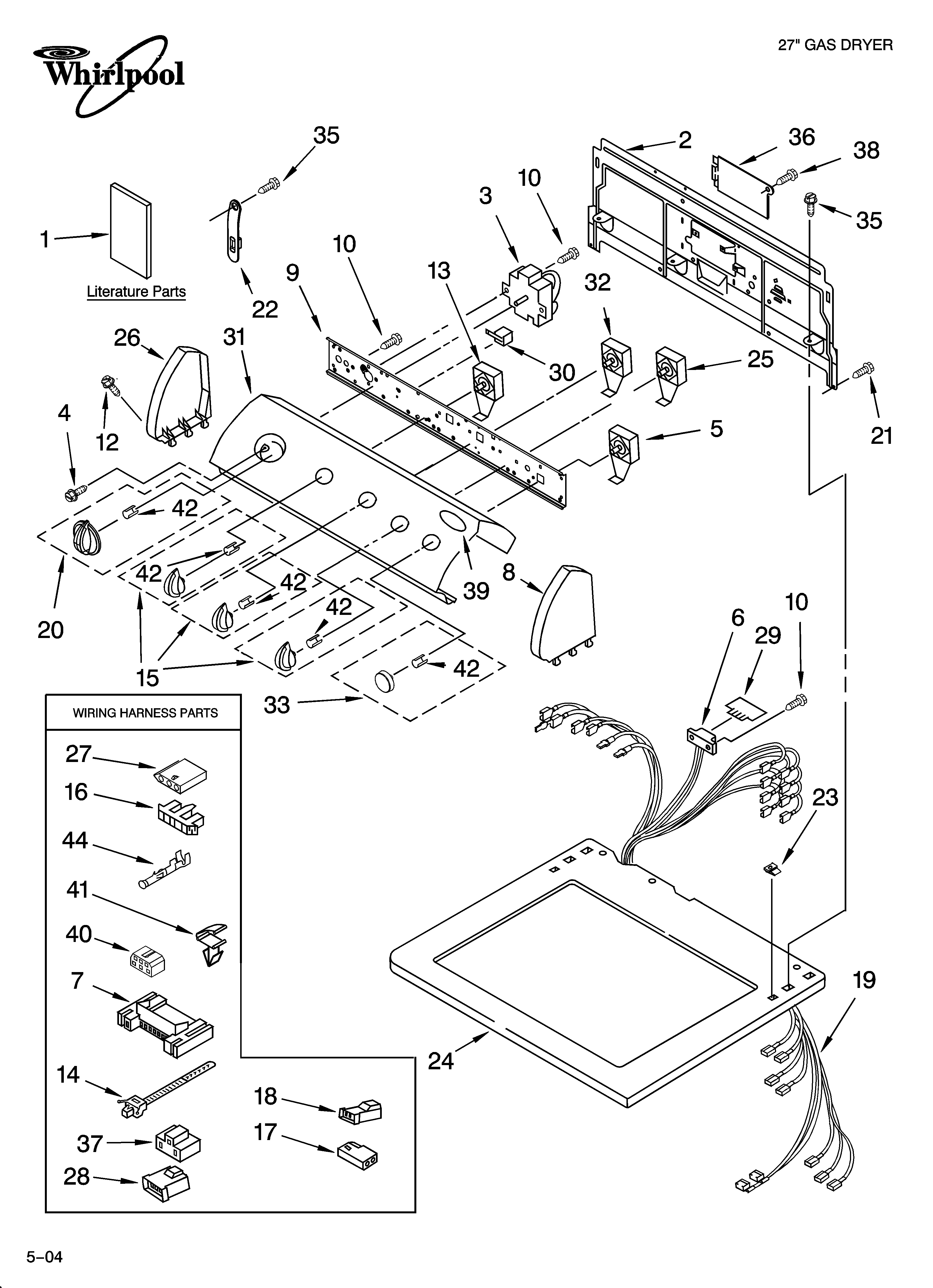 Whirlpool GGQ9800PG1 top and console parts diagram