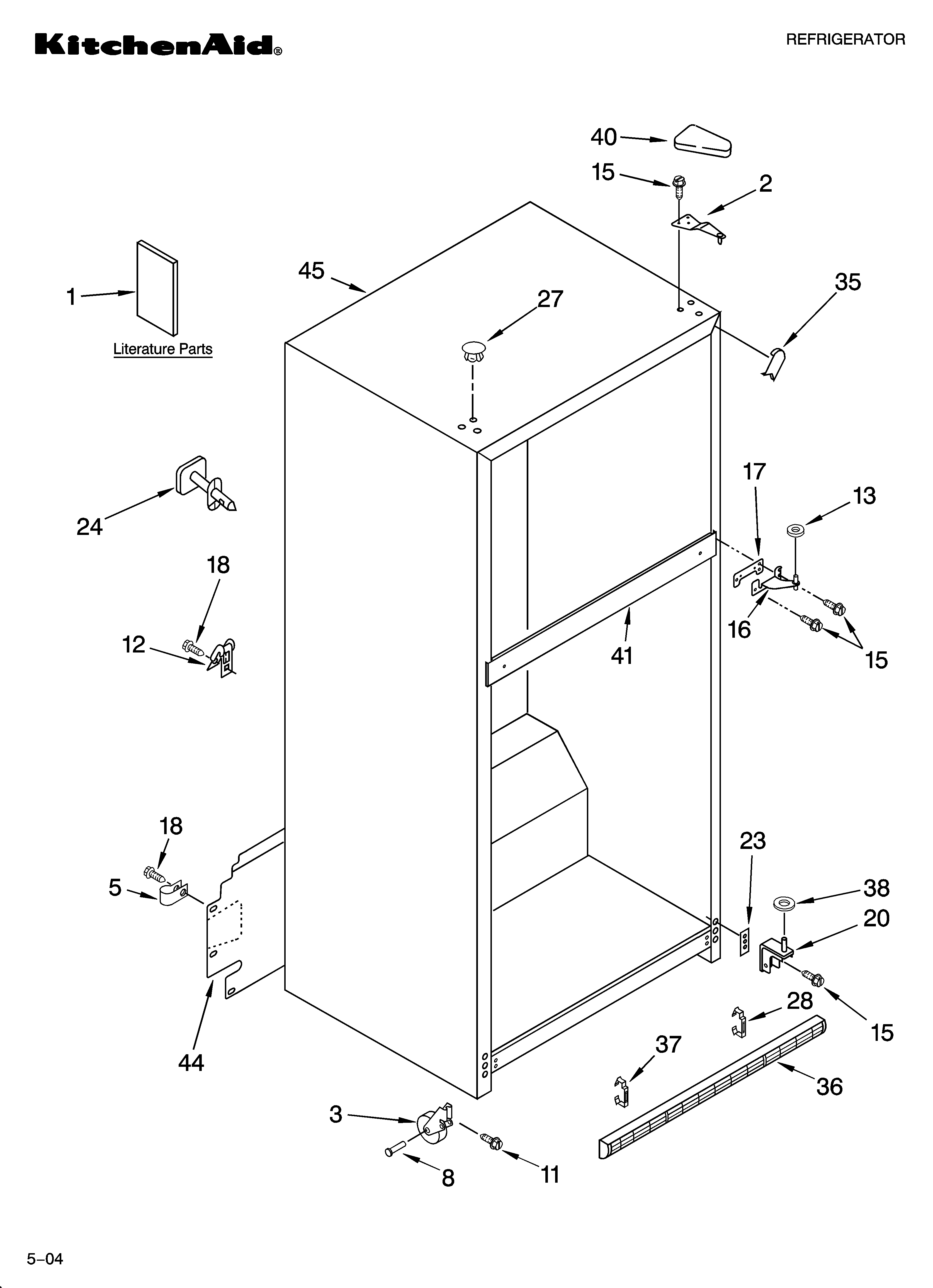 KitchenAid KTRC19KMBT01 cabinet parts diagram