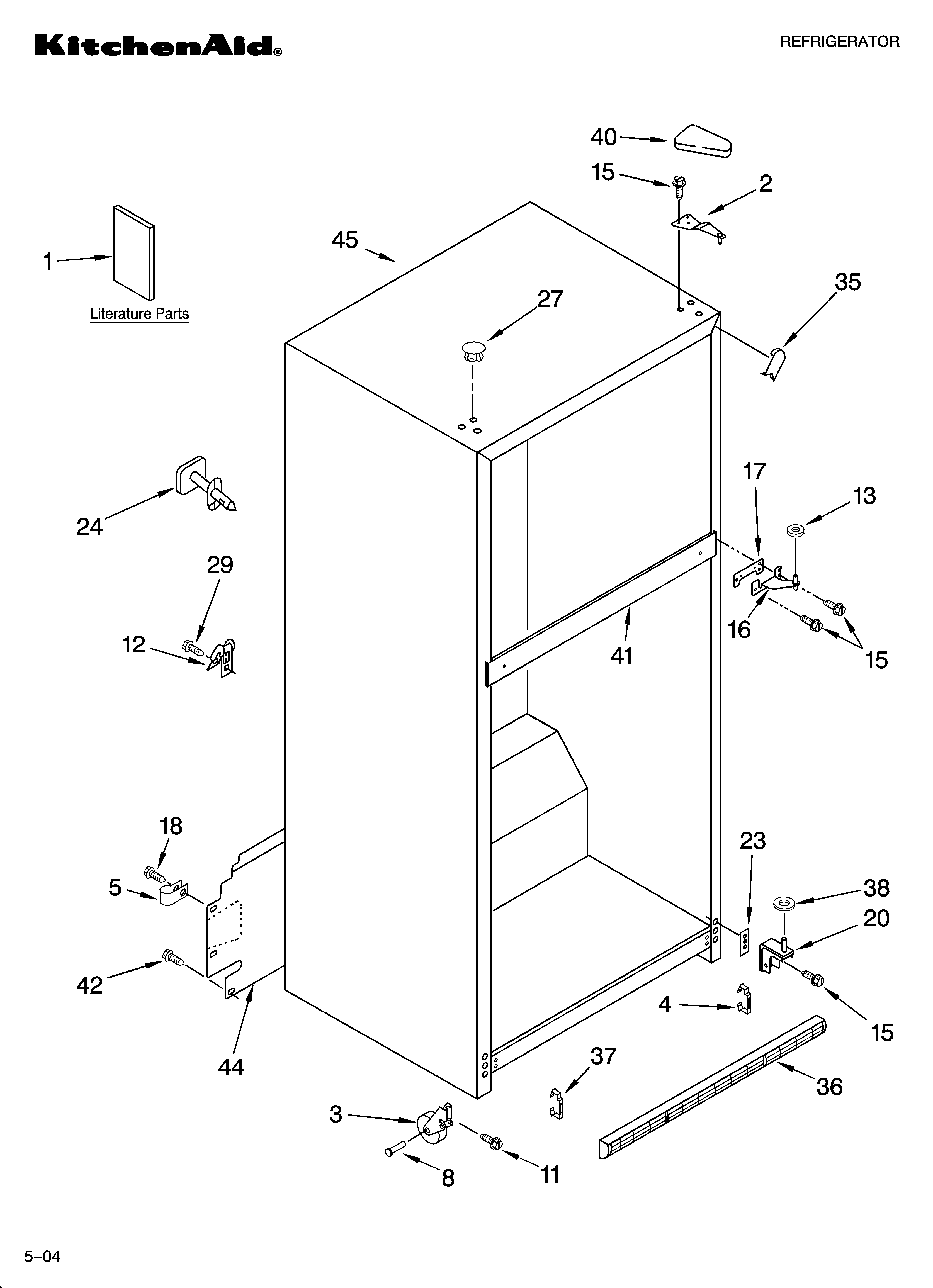 KitchenAid KTRC19MMWH01 cabinet parts diagram