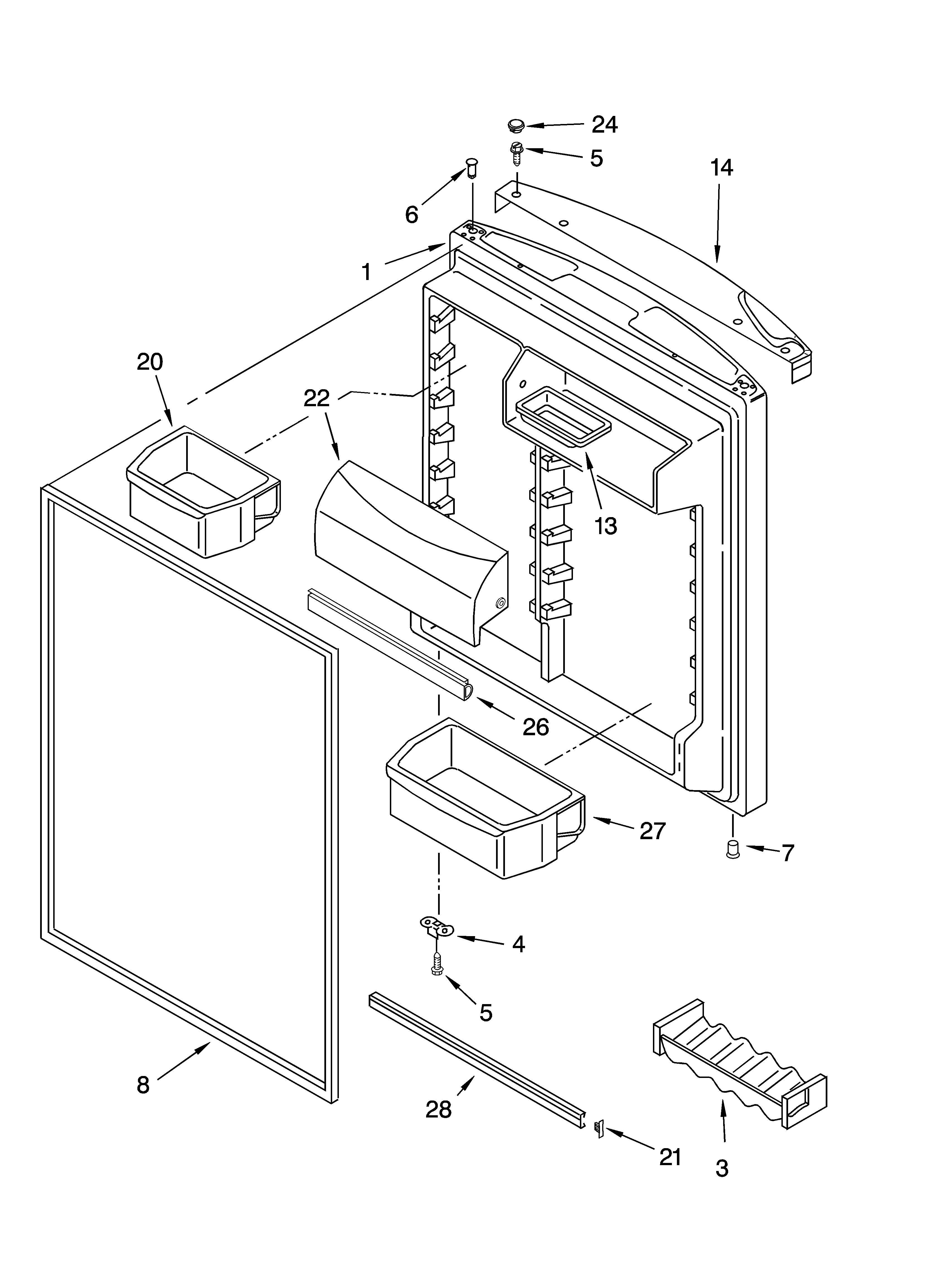 KitchenAid KTRC19MMWH01 refrigerator door parts diagram