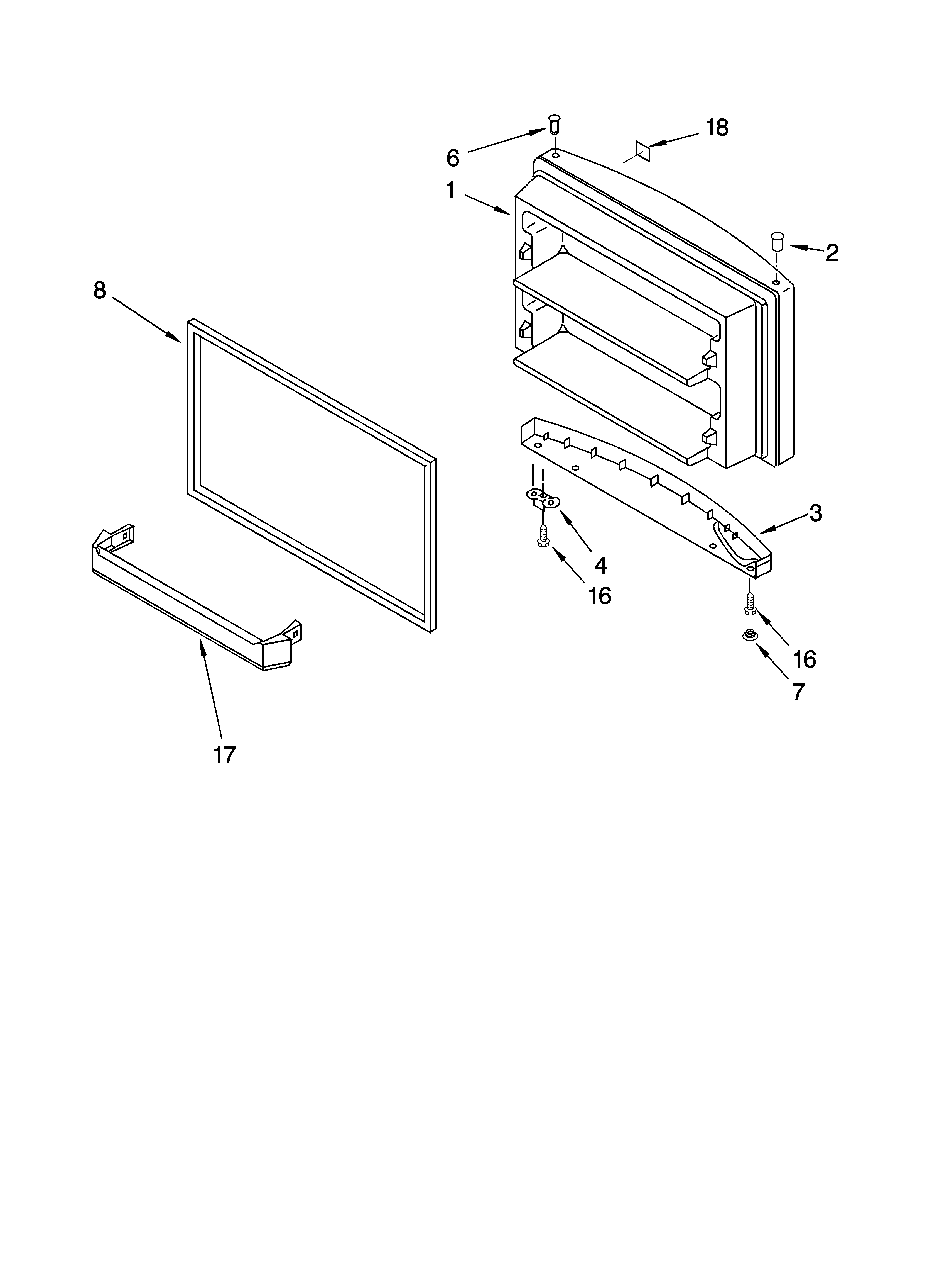KitchenAid KTRC19MMWH01 freezer door parts, optional parts diagram