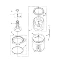 Whirlpool LBR5432PQ0 agitator, basket and tub parts diagram
