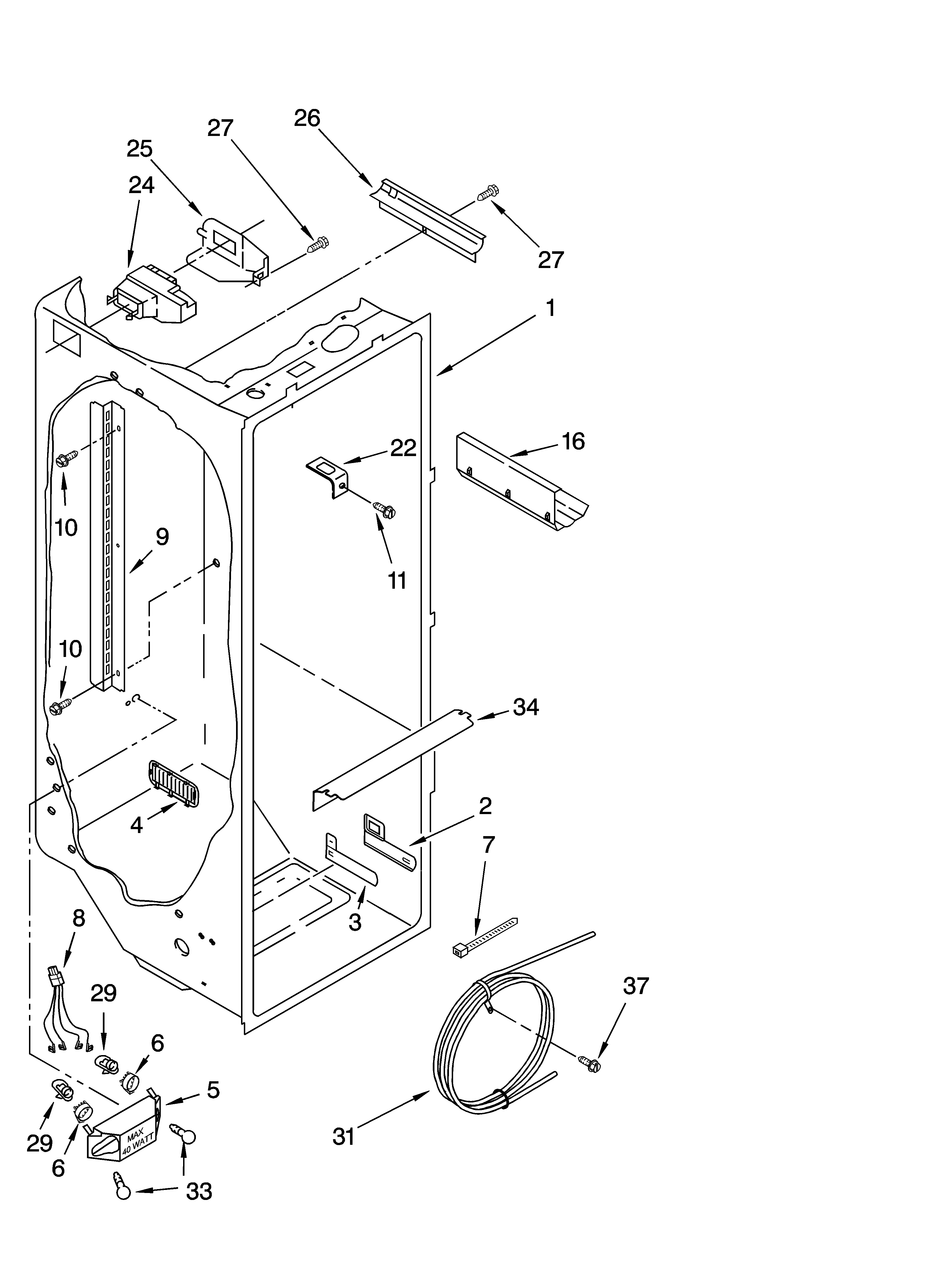 Whirlpool 6GD25DCXHS06 refrigerator liner parts diagram