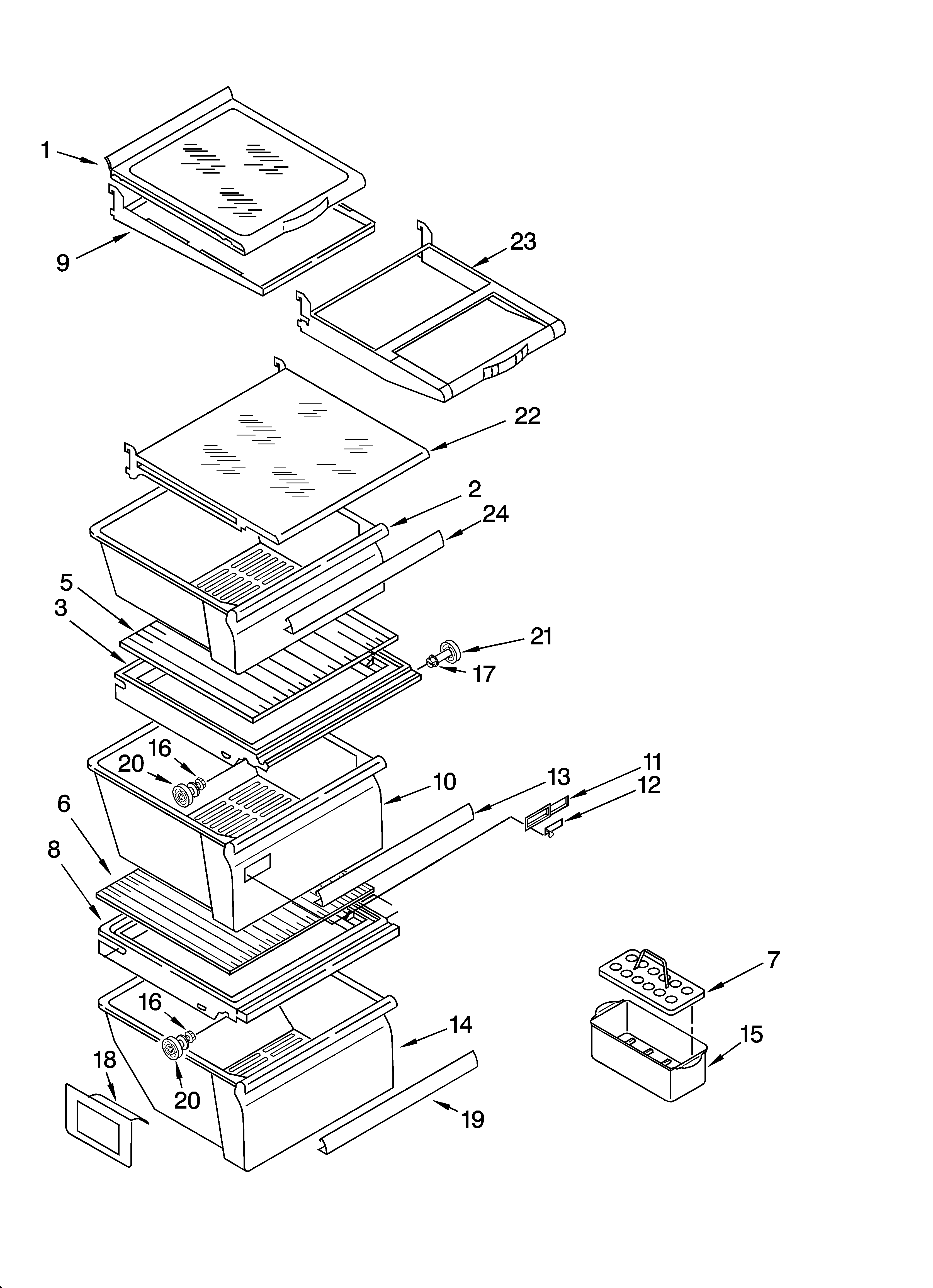 Whirlpool 6GD25DCXHS06 refrigerator shelf parts diagram