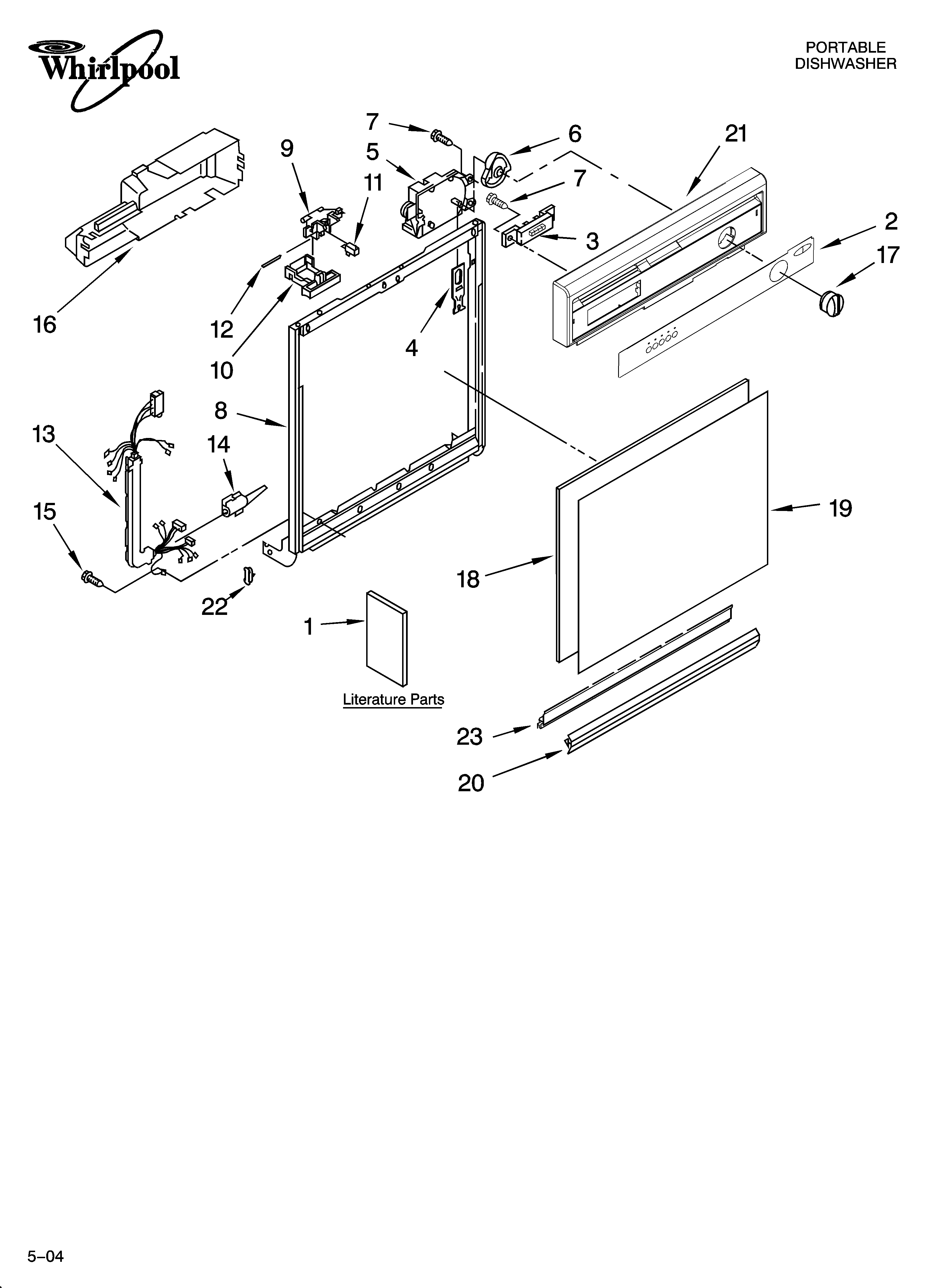 Whirlpool DP840SWPX0 frame and console parts diagram