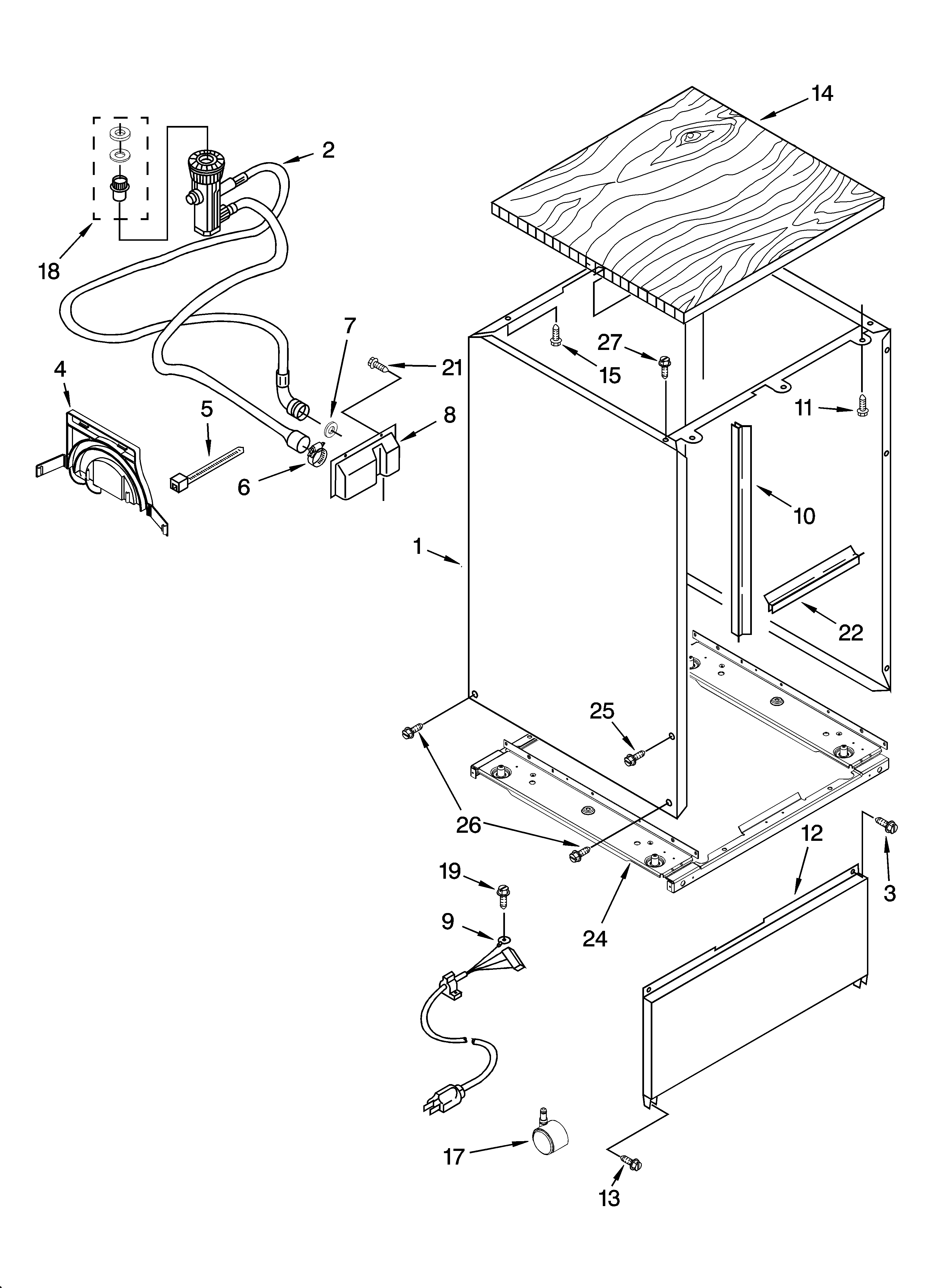 Whirlpool DP840SWPX0 cabinet parts, optional parts (not included) diagram