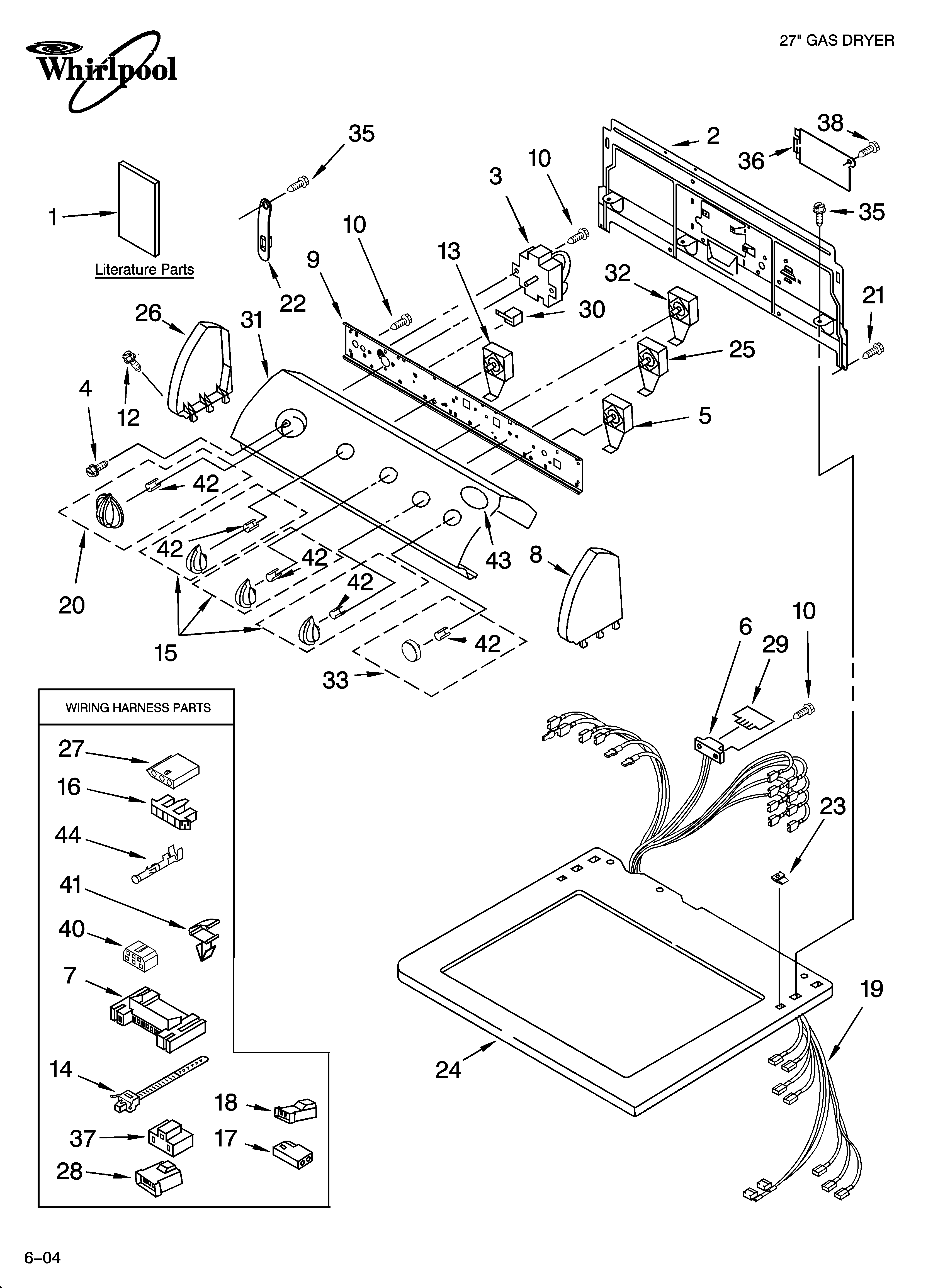 Whirlpool GGQ8811PL0 top and console parts diagram