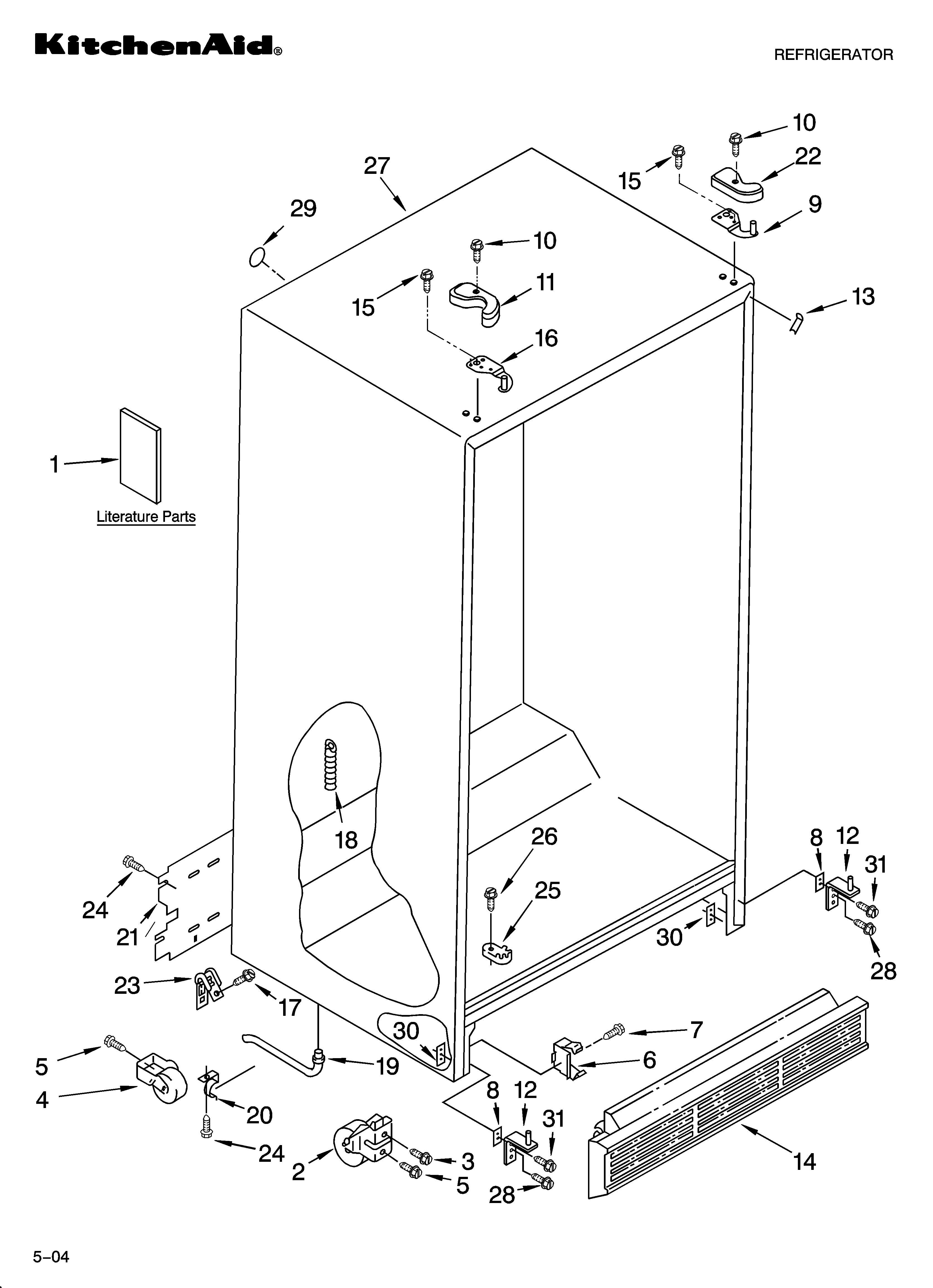 KitchenAid KSRA25KNSS00 cabinet parts diagram