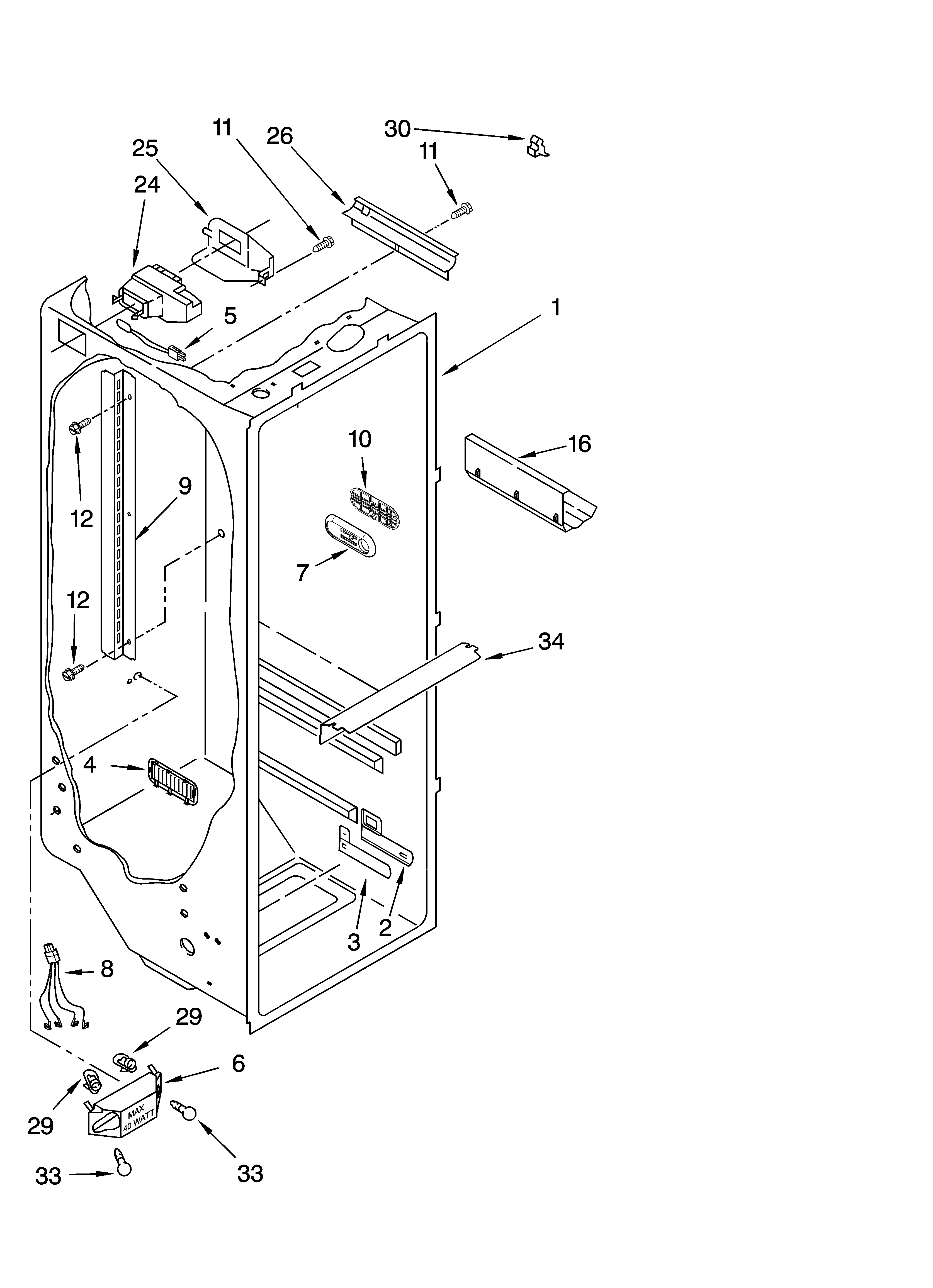 KitchenAid KSRA25KNSS00 refrigerator liner parts diagram