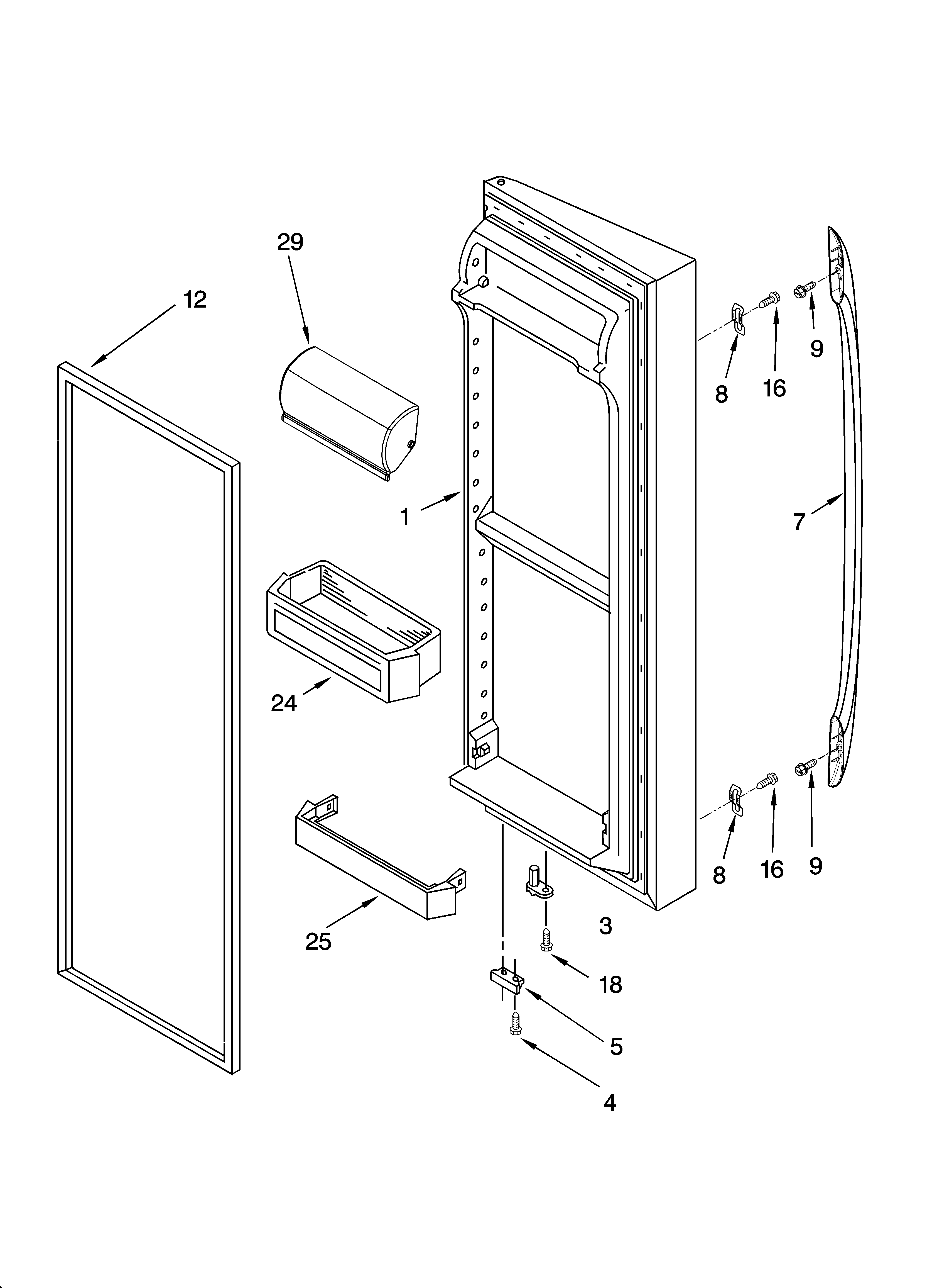 Whirlpool 3KES0GTQNL00 refrigerator door parts diagram