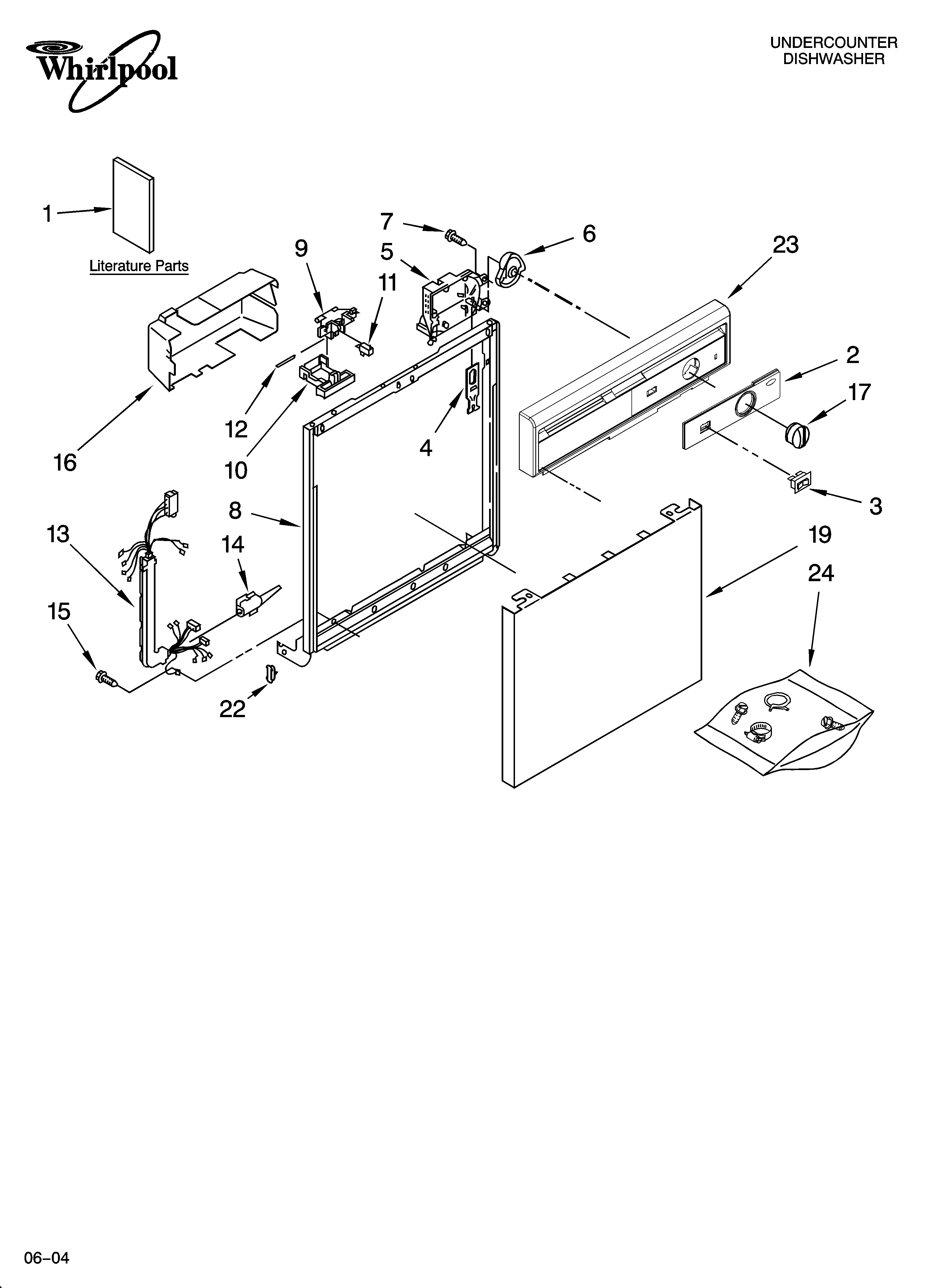 Whirlpool DU810SWPT0 frame and console parts diagram