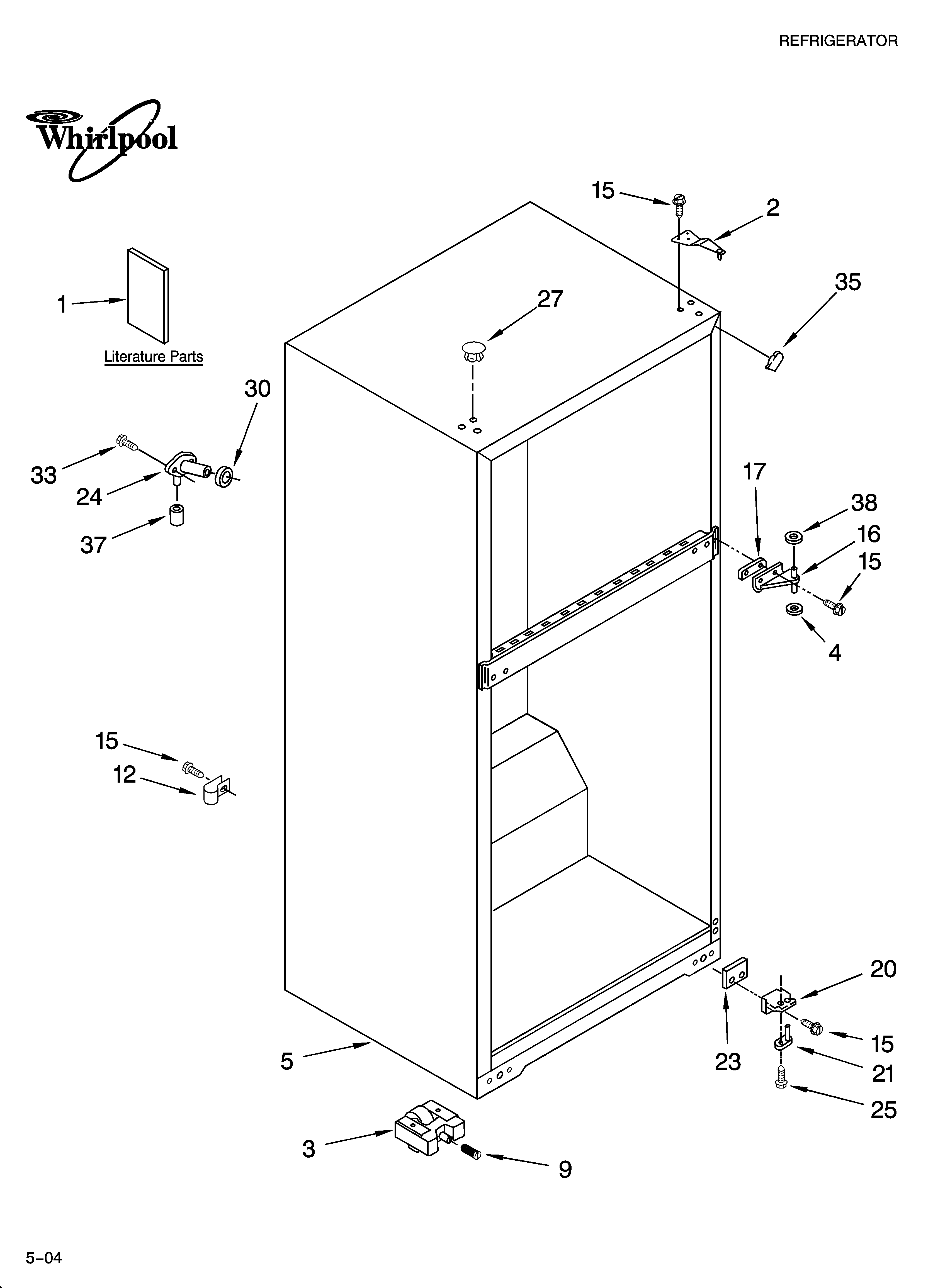 Whirlpool ET4WSKYKT05 cabinet parts diagram