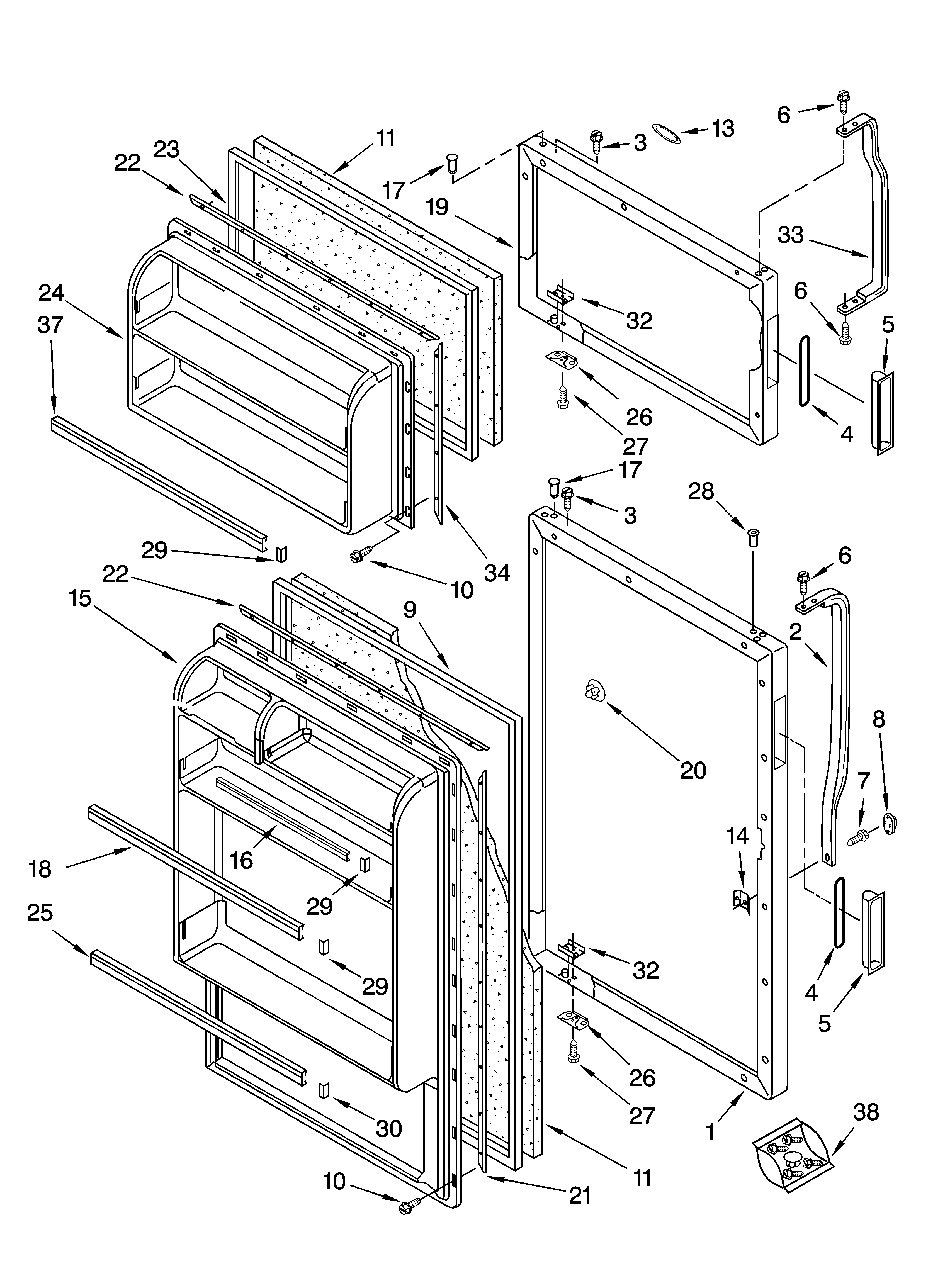 Whirlpool ET4WSKYKT05 door parts diagram