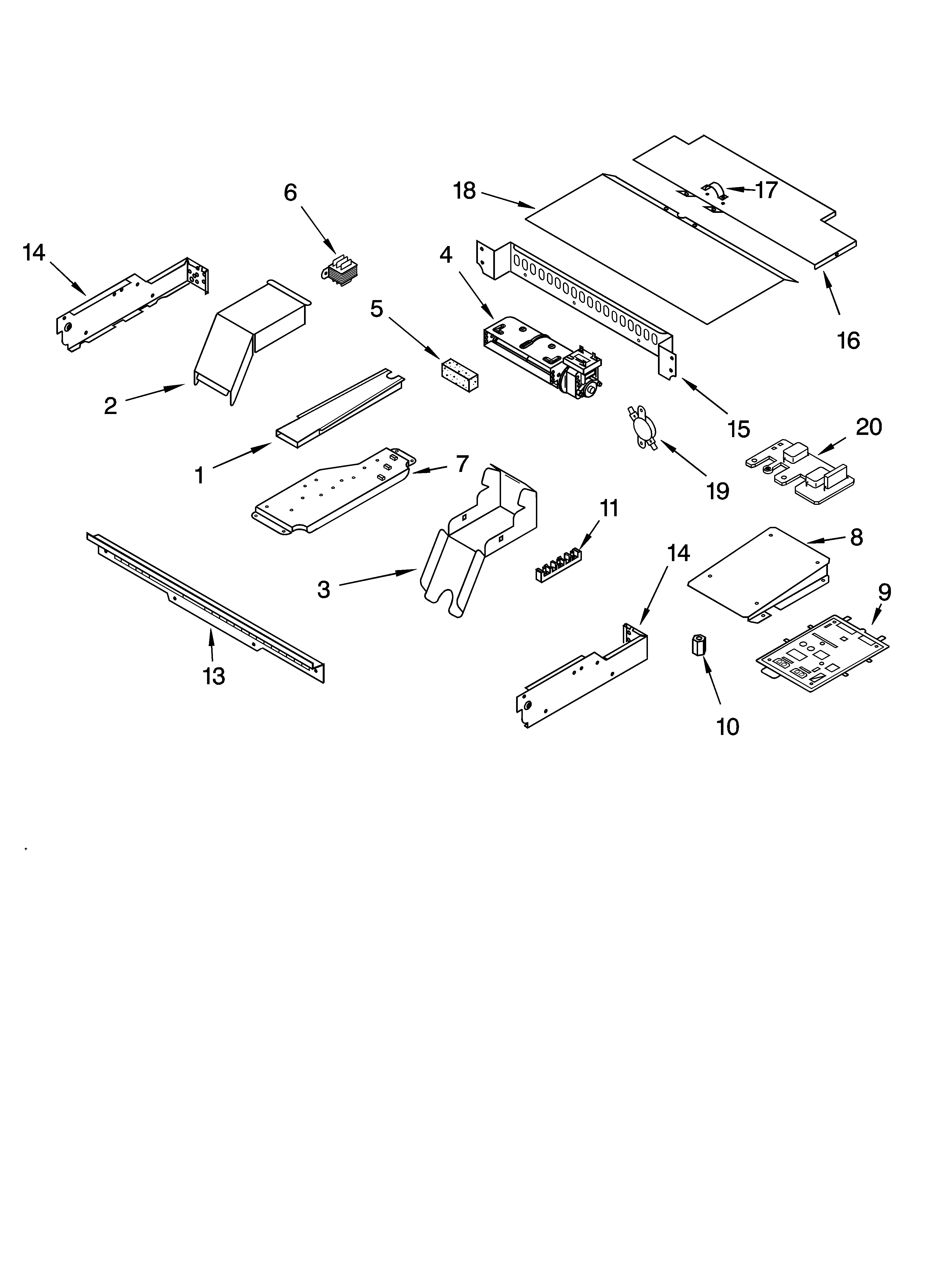 Whirlpool GBD307NKQ0 top venting parts, optional parts diagram
