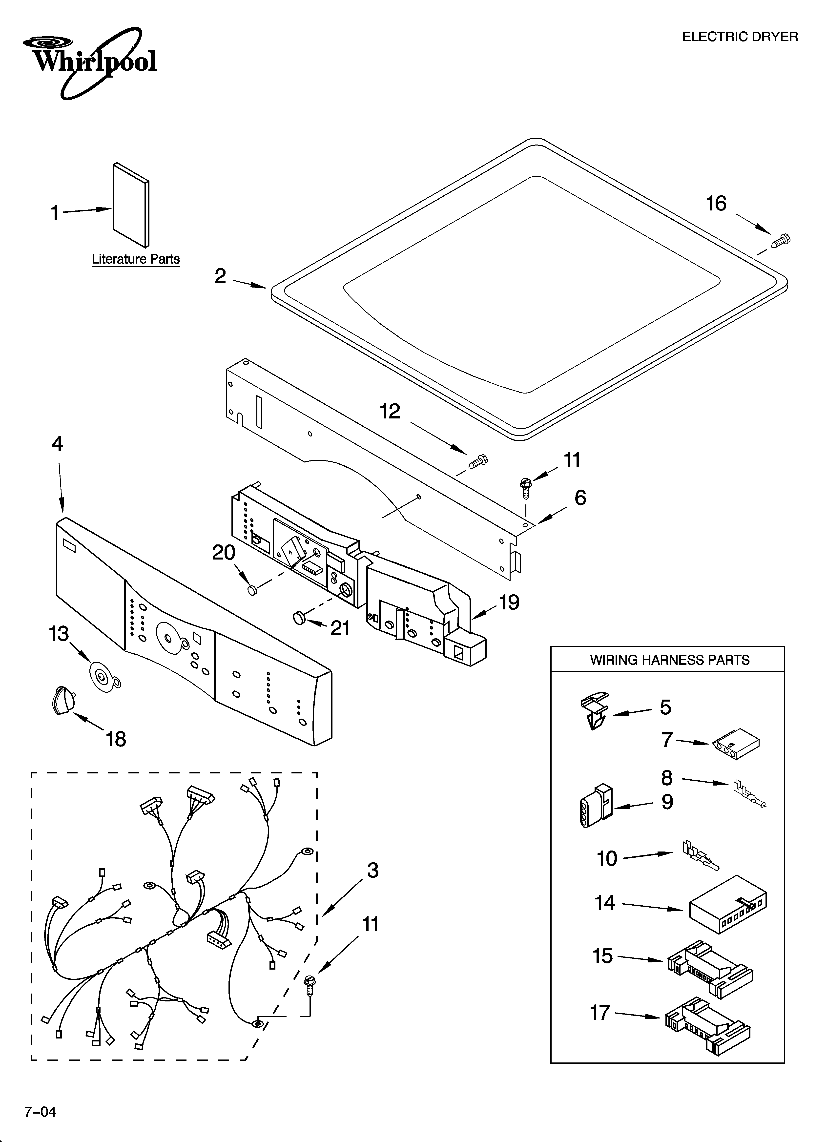 Whirlpool GEW9260PL0 top and console parts diagram