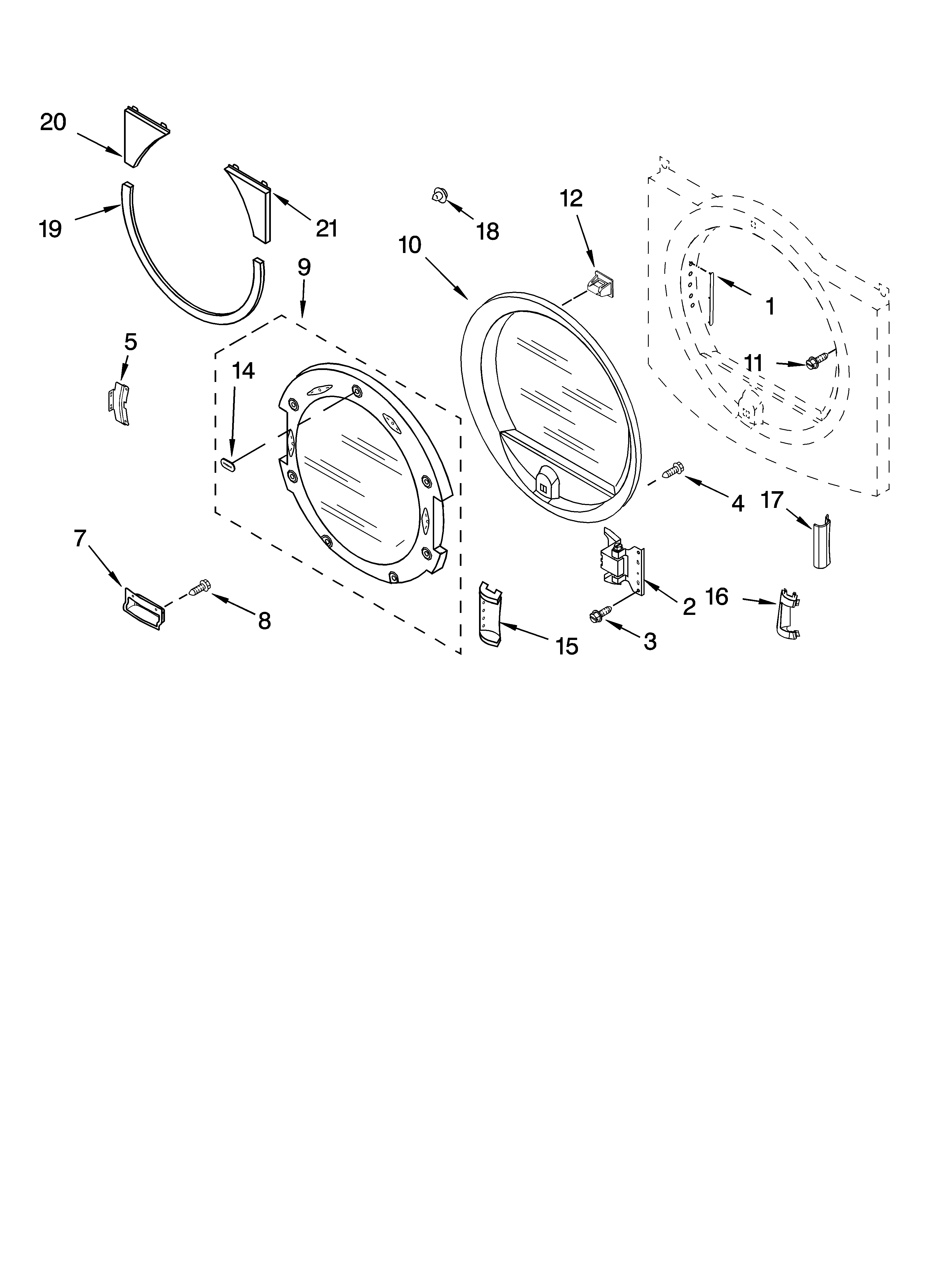 Whirlpool GEW9260PL0 door parts diagram