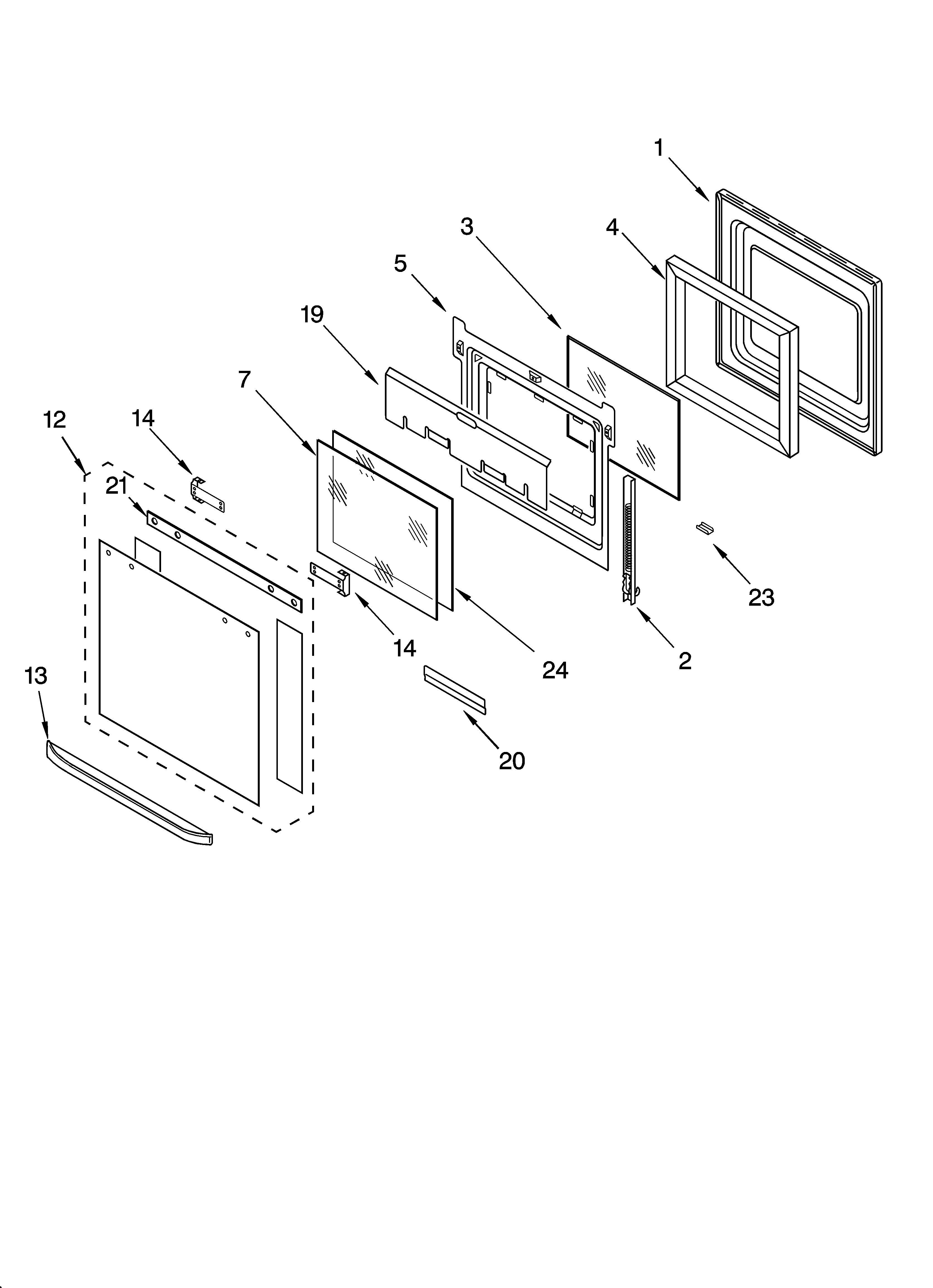 KitchenAid KEMC307KBL02 oven door parts diagram