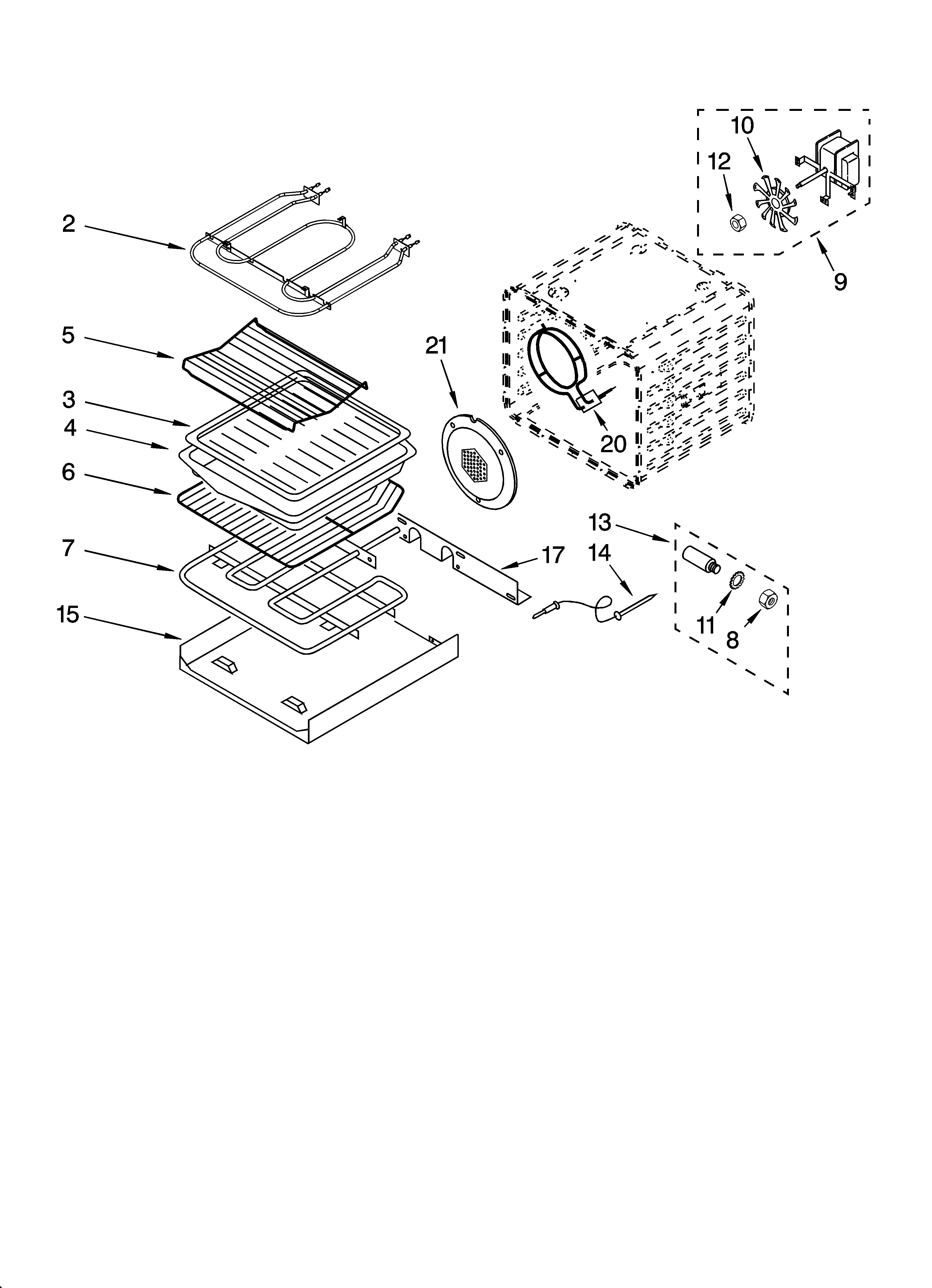 KitchenAid KEMC307KBL02 internal oven parts diagram