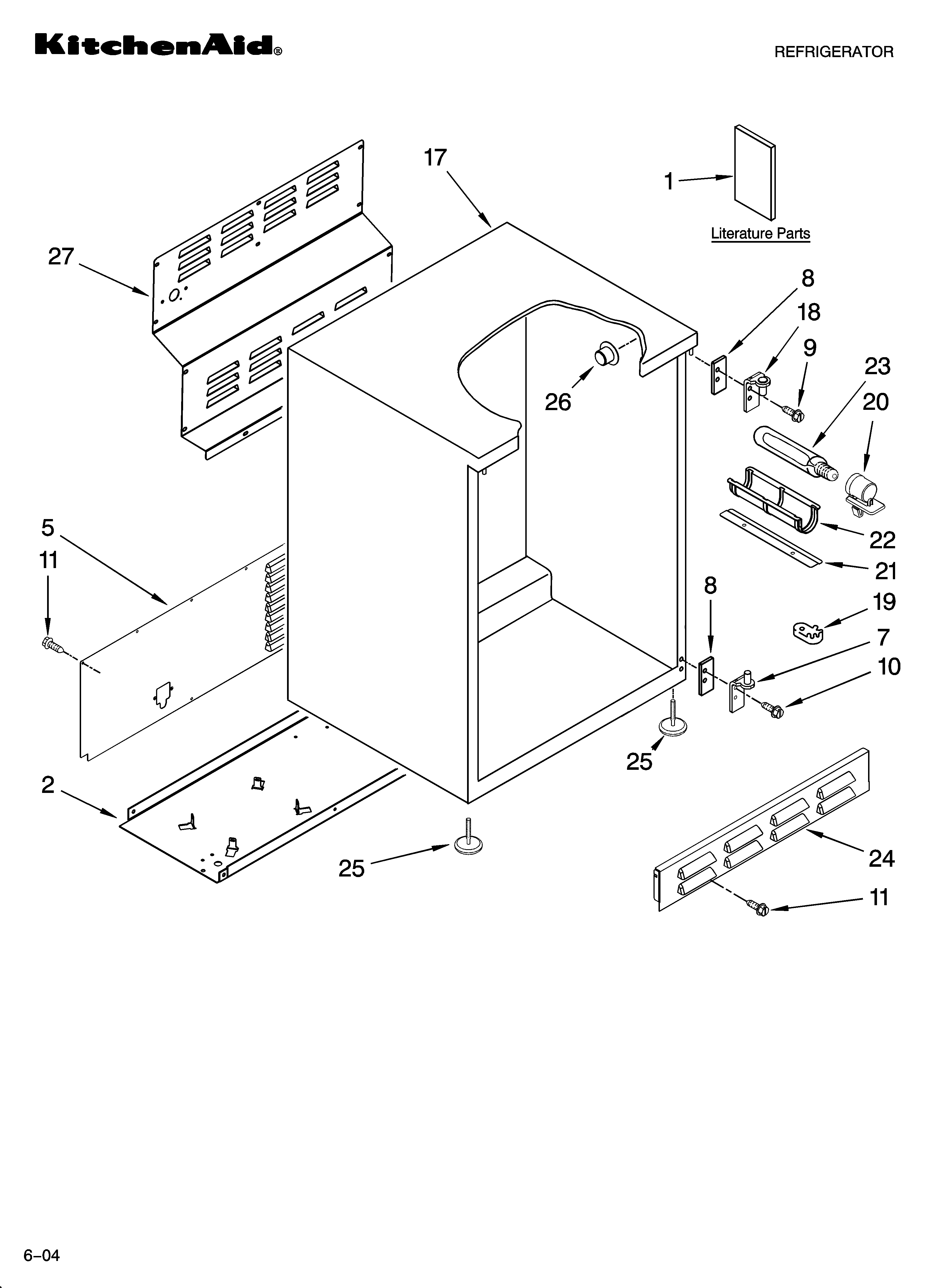 KitchenAid KRCA06XPSS00 cabinet parts diagram
