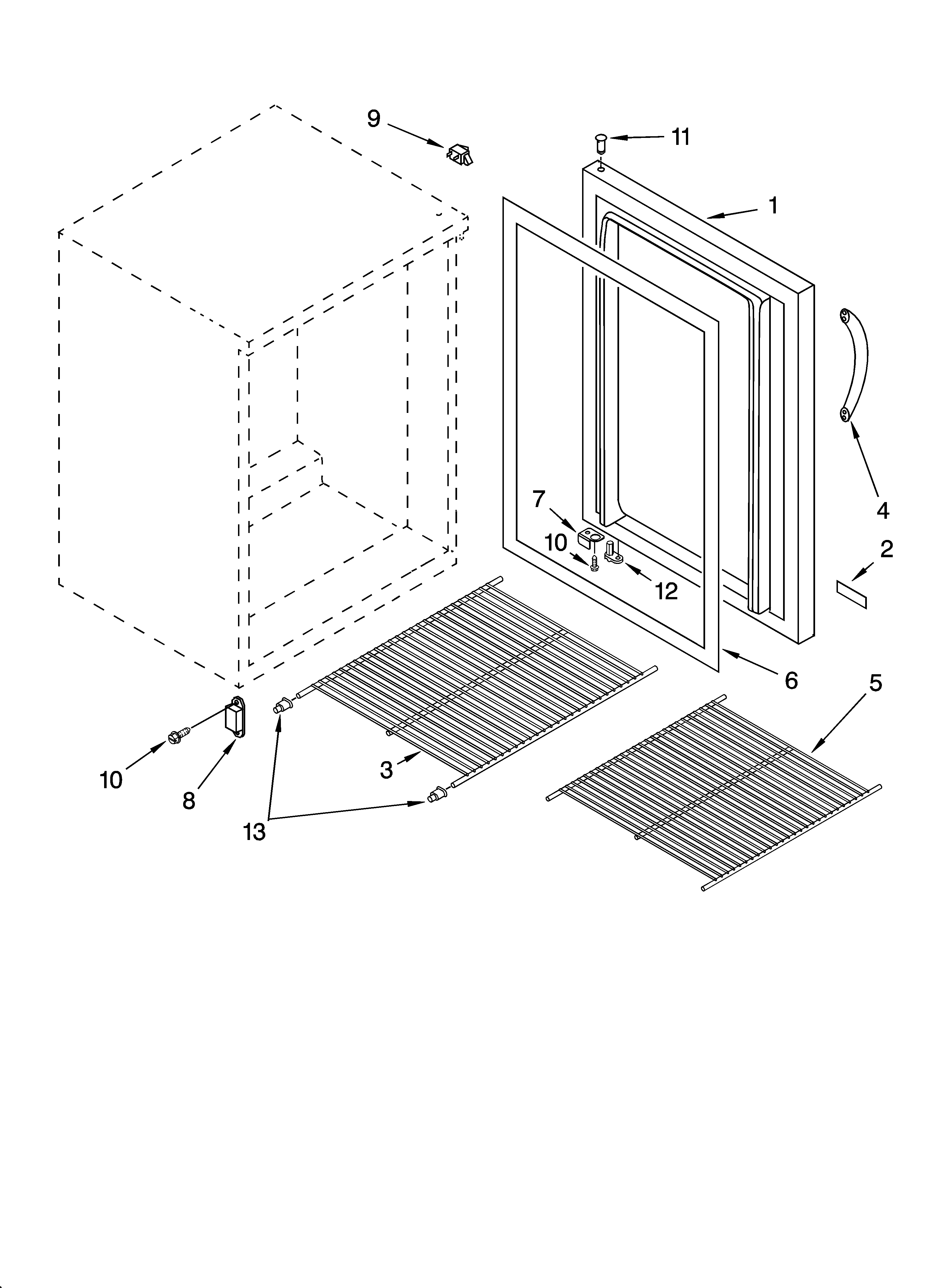 KitchenAid KRCA06XPSS00 door and shelf parts diagram