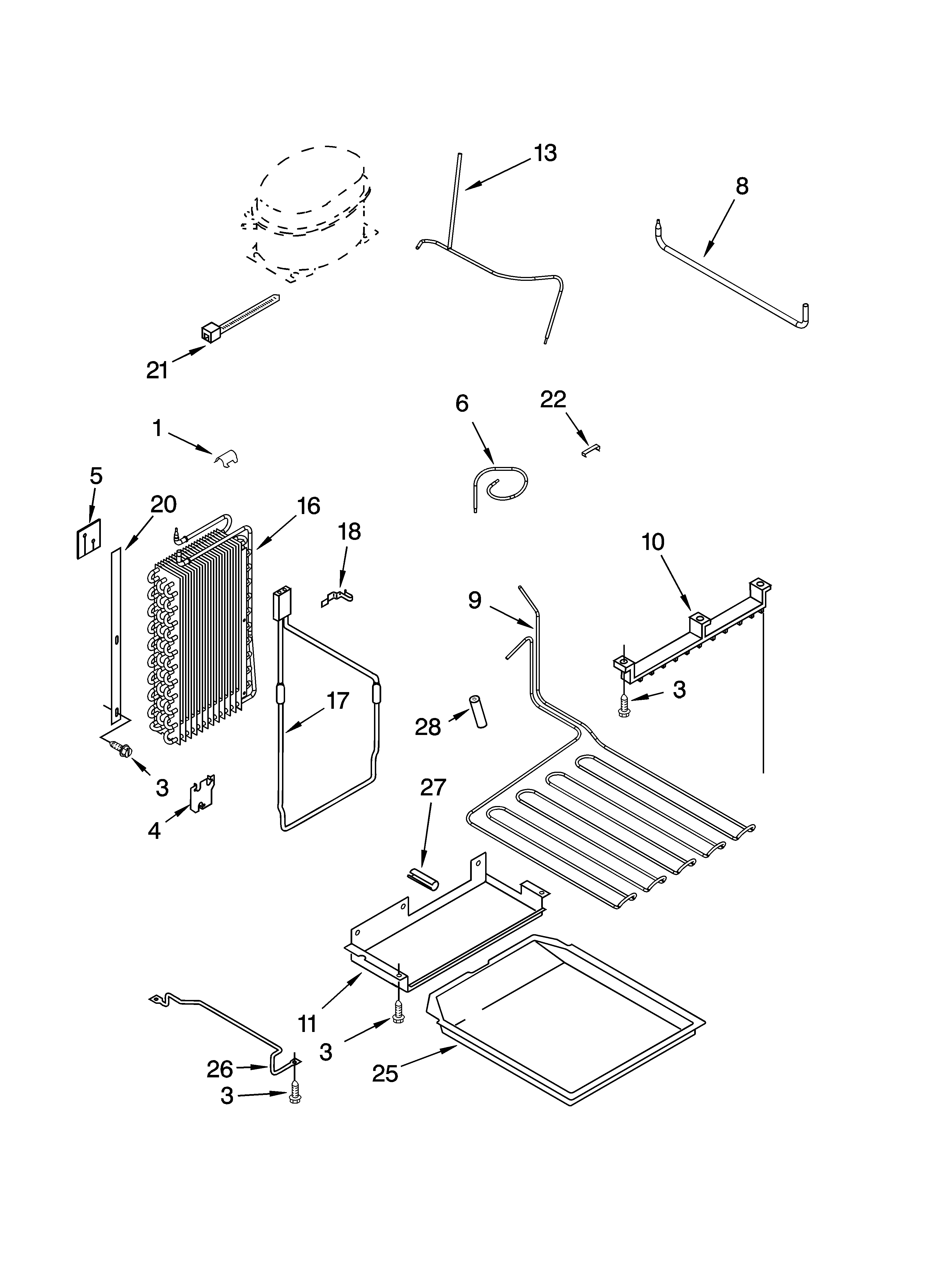 KitchenAid KSSC36QMS01 lower unit and tube parts diagram